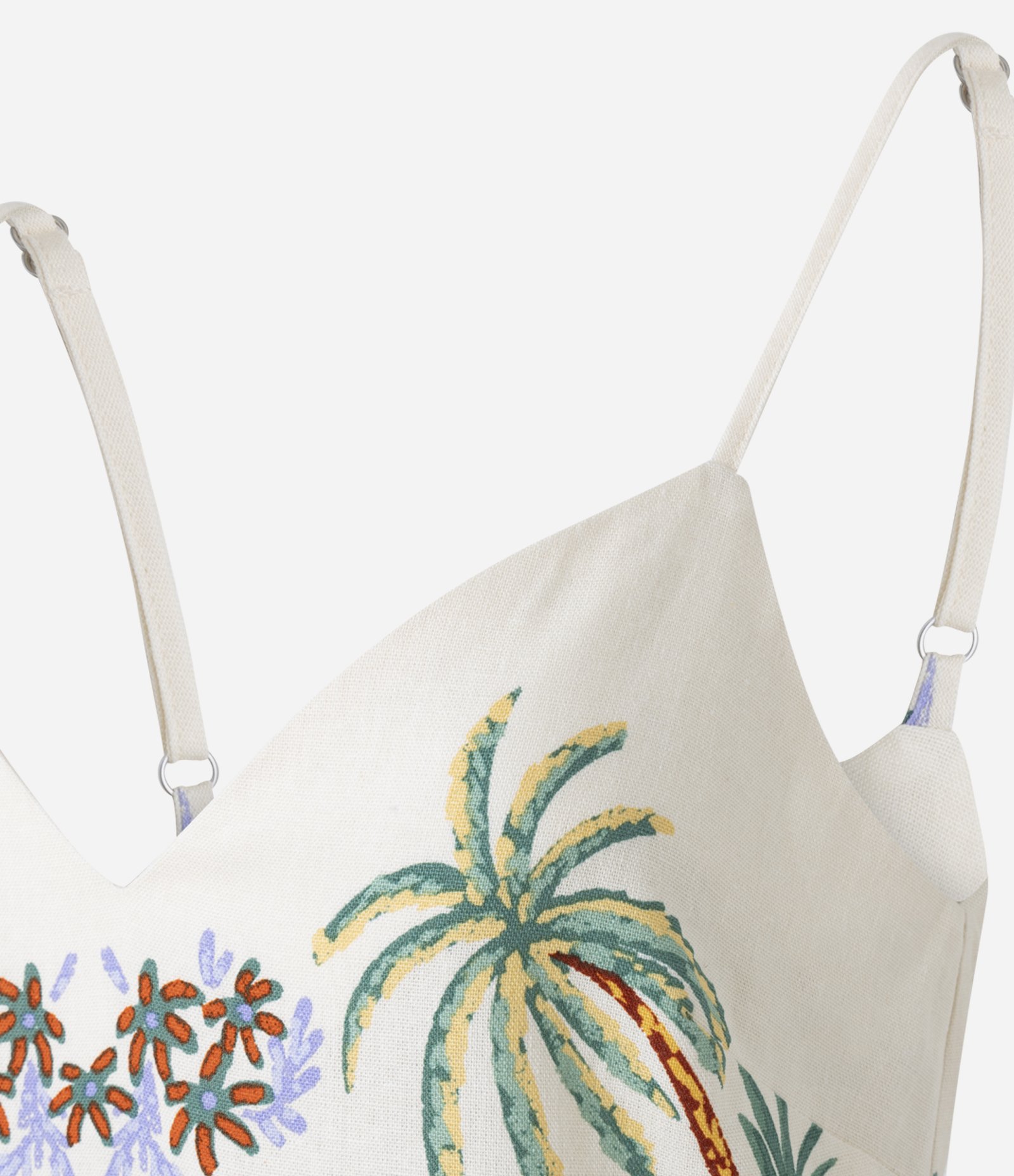 Vestido Curto de Alça em Viscolinho com Estampa Coqueiros Multicores 5