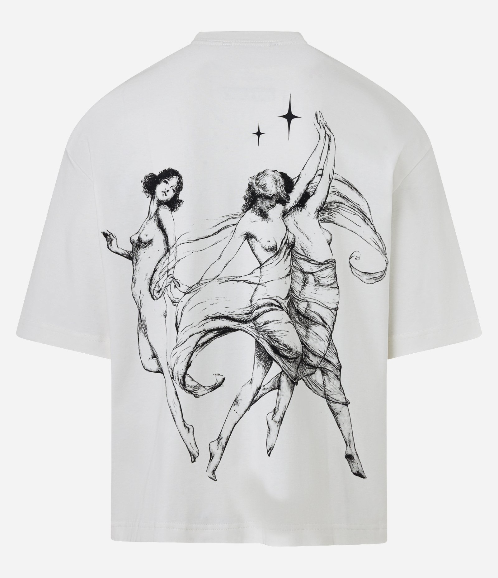Camiseta Boxy em Cotton com Estampa Frente e Costas Art Noveau Branco 8