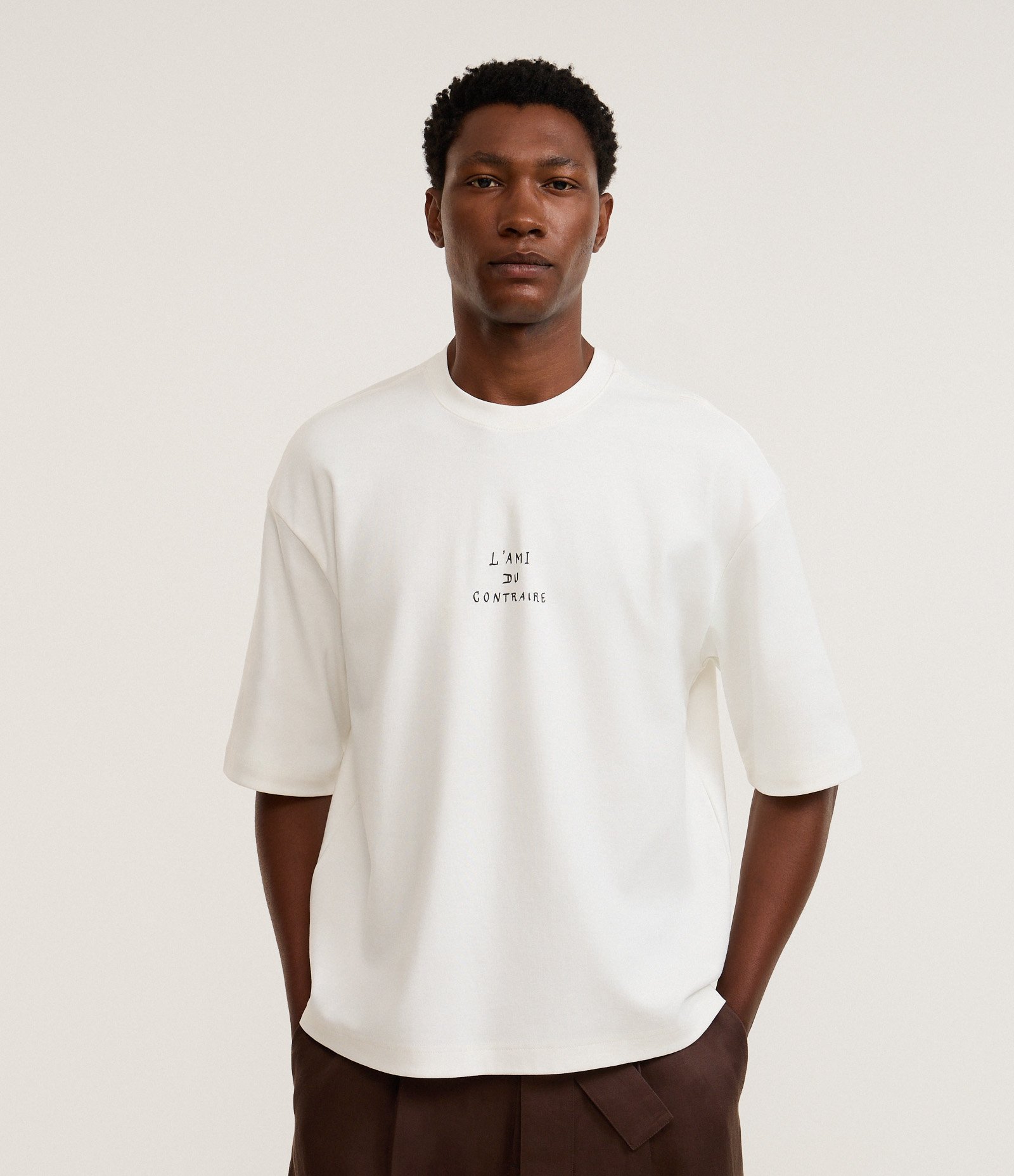 Camiseta Boxy em Cotton com Estampa Frente e Costas Art Noveau Branco 1