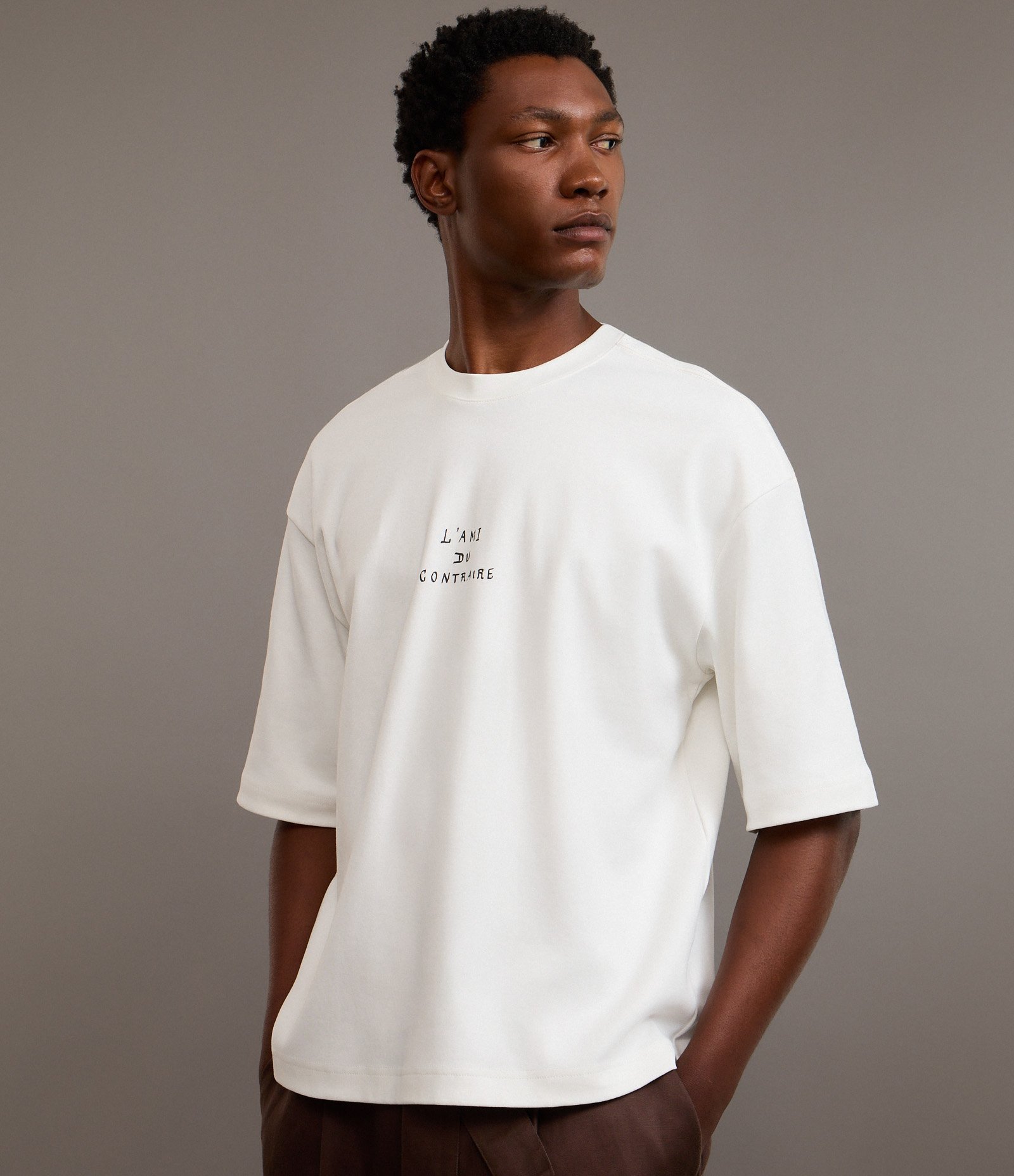 Camiseta Boxy em Cotton com Estampa Frente e Costas Art Noveau Branco 5