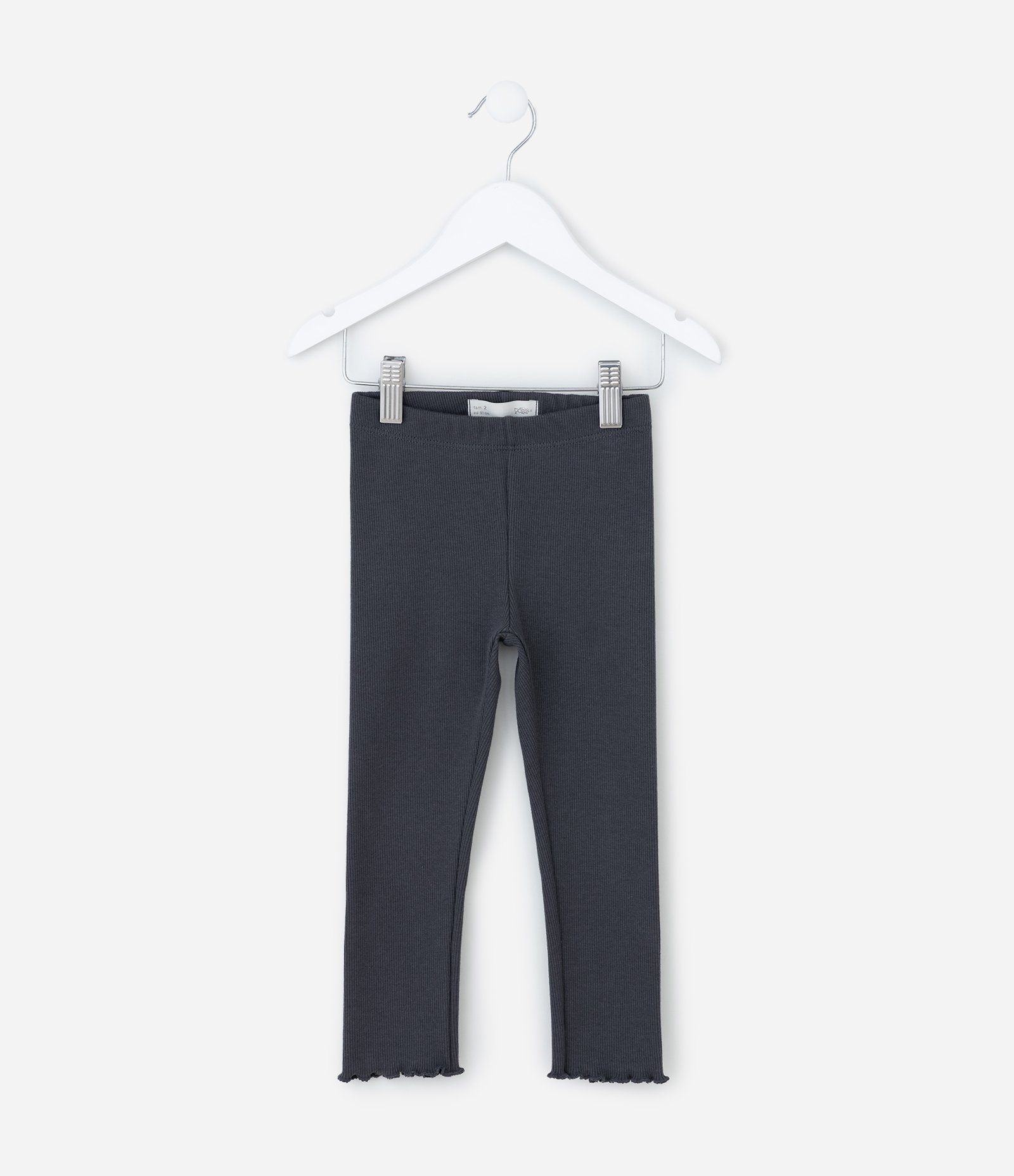 Calça Legging Infantil Canelada com Frufru na Barra - Tam 1 a 6 Anos Cinza 1