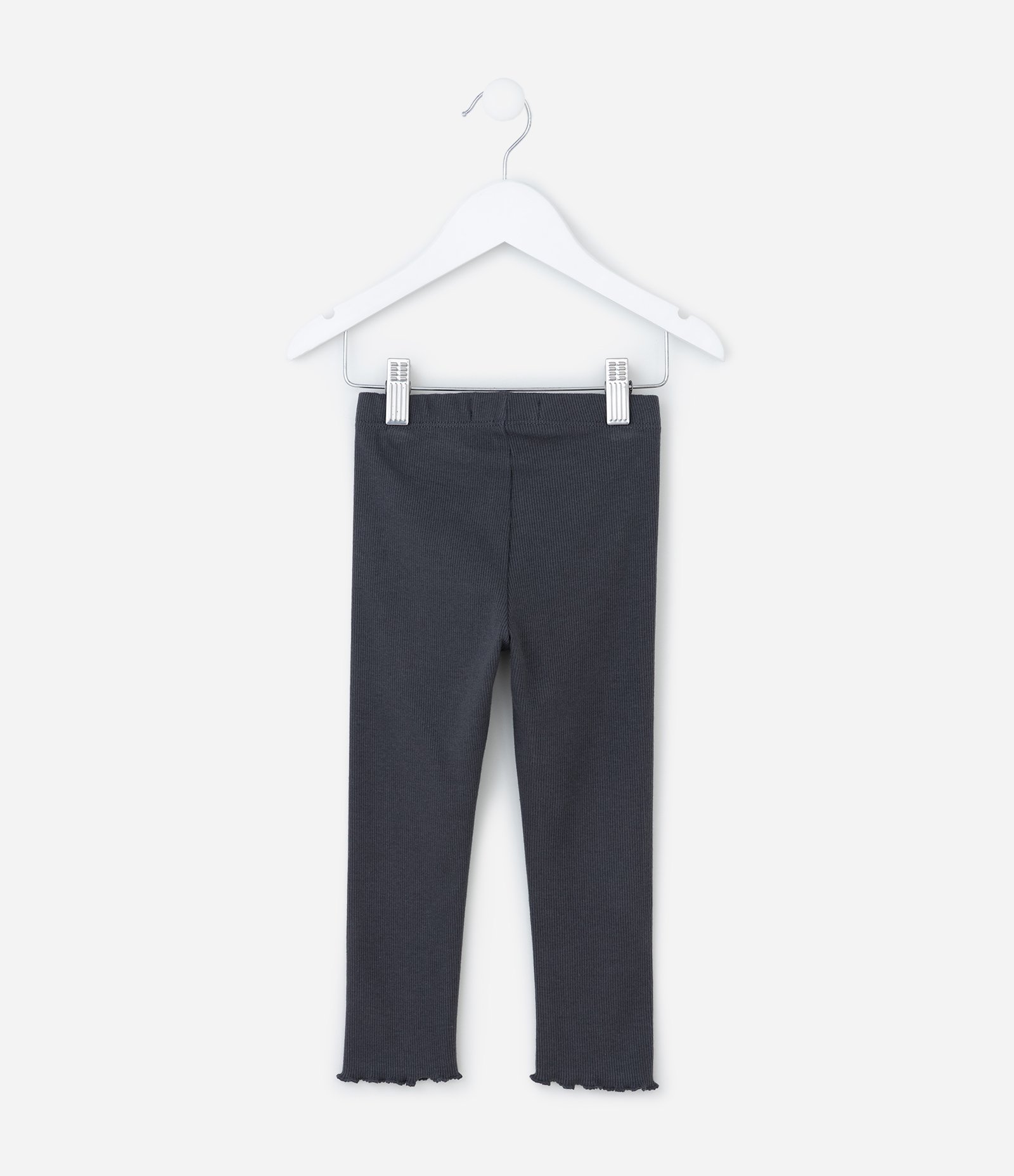 Calça Legging Infantil Canelada com Frufru na Barra - Tam 1 a 6 Anos Cinza 2