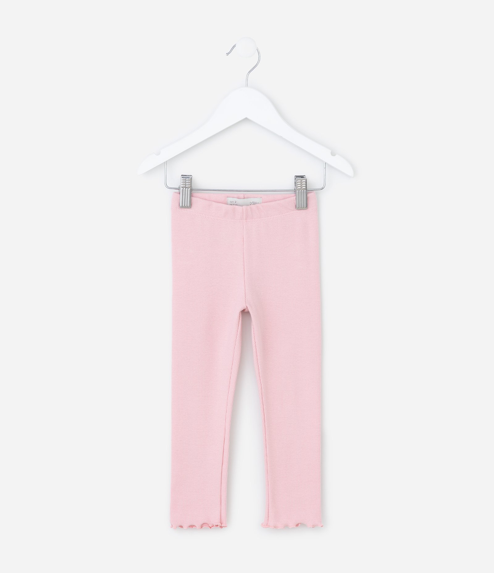Calça Legging Infantil Canelada com Frufru na Barra - Tam 1 a 6 Anos Rosa 1