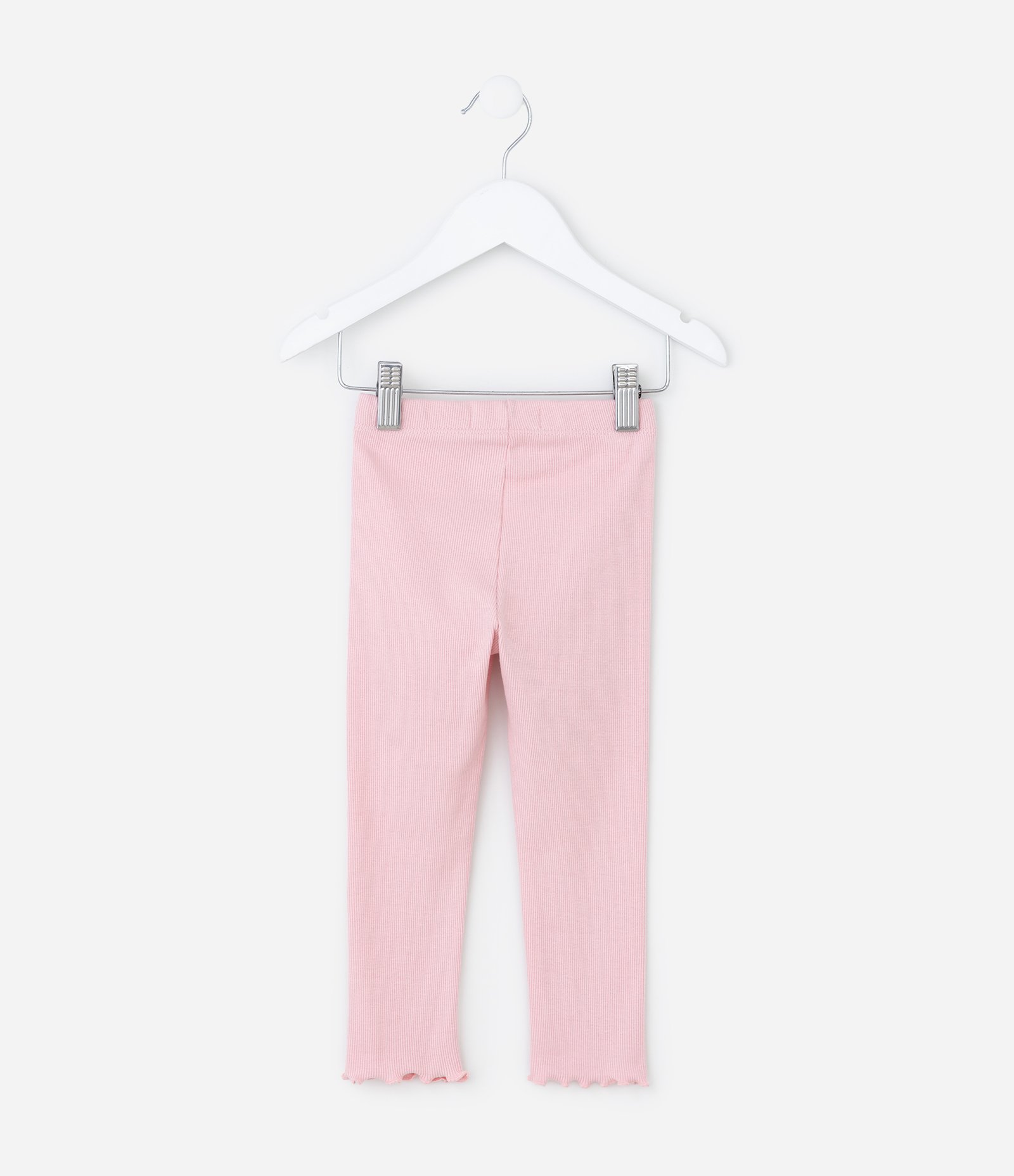 Calça Legging Infantil Canelada com Frufru na Barra - Tam 1 a 6 Anos Rosa 2