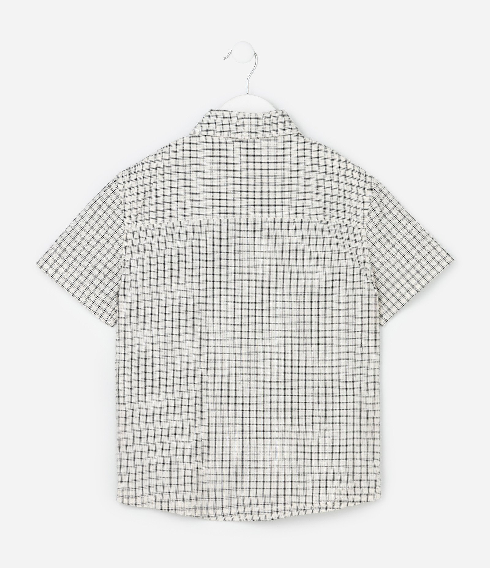 Camisa Infantil em Flanela com Estampa Xadrez e Lettering Bordado Baseball - Tam 5 a 14 Anos Branco/Preto 2