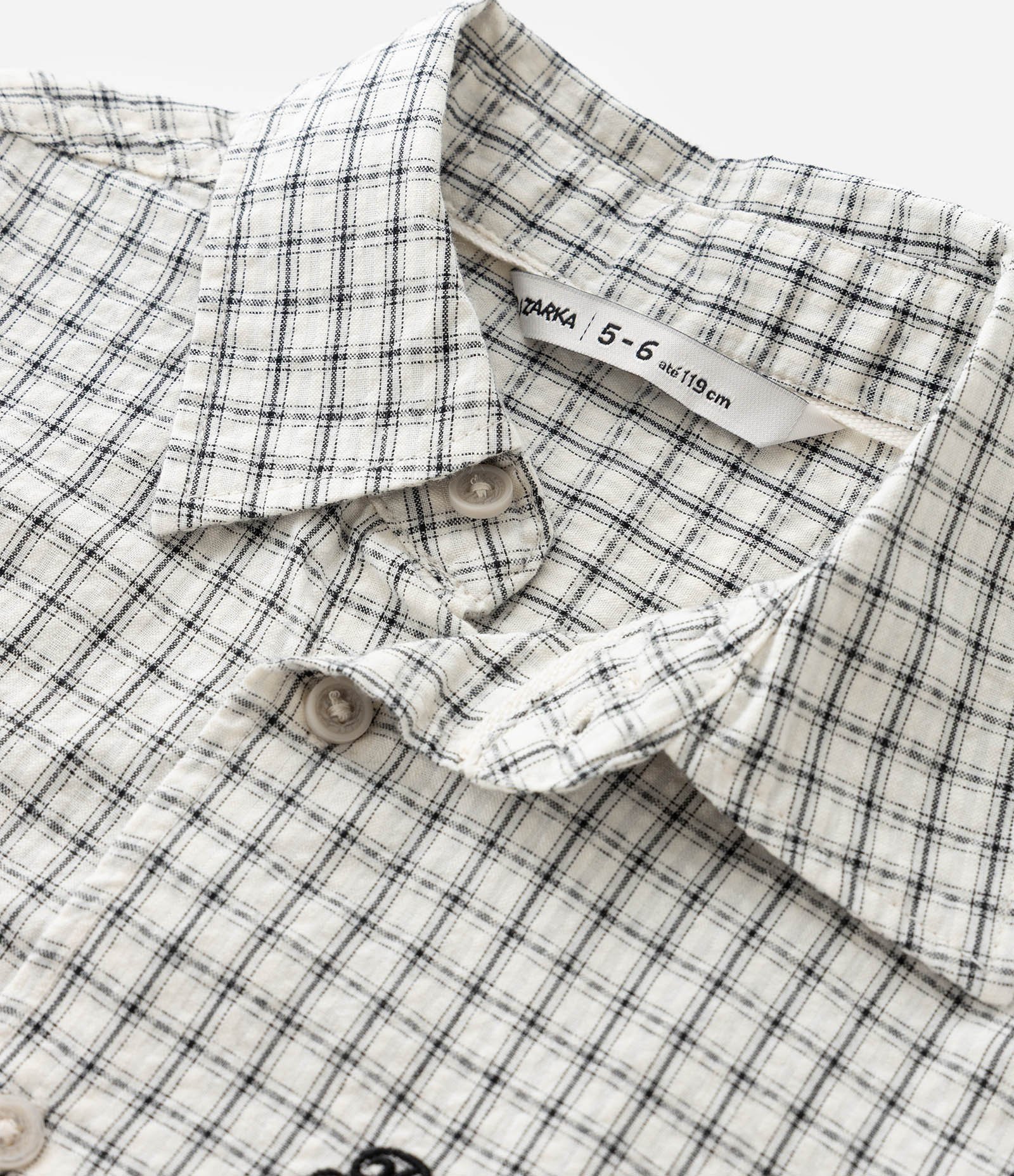 Camisa Infantil em Flanela com Estampa Xadrez e Lettering Bordado Baseball - Tam 5 a 14 Anos Branco/Preto 5