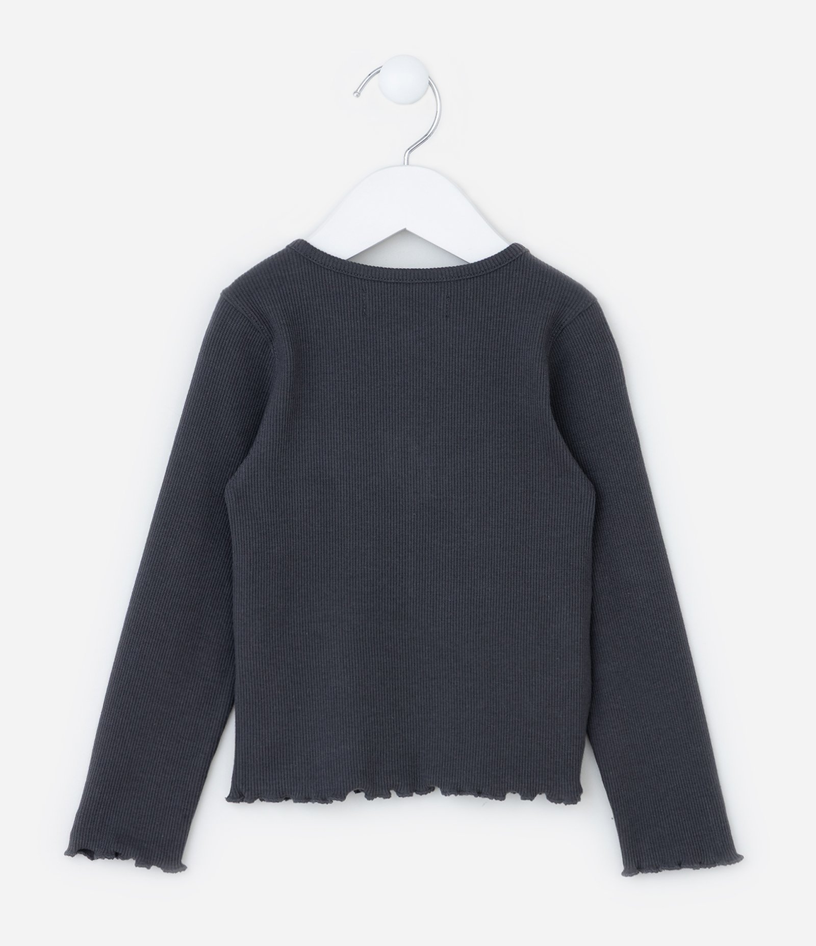 Blusa Infantil Canelada com Bordado de Tulipa - Tam 1 a 6 Anos Cinza 2