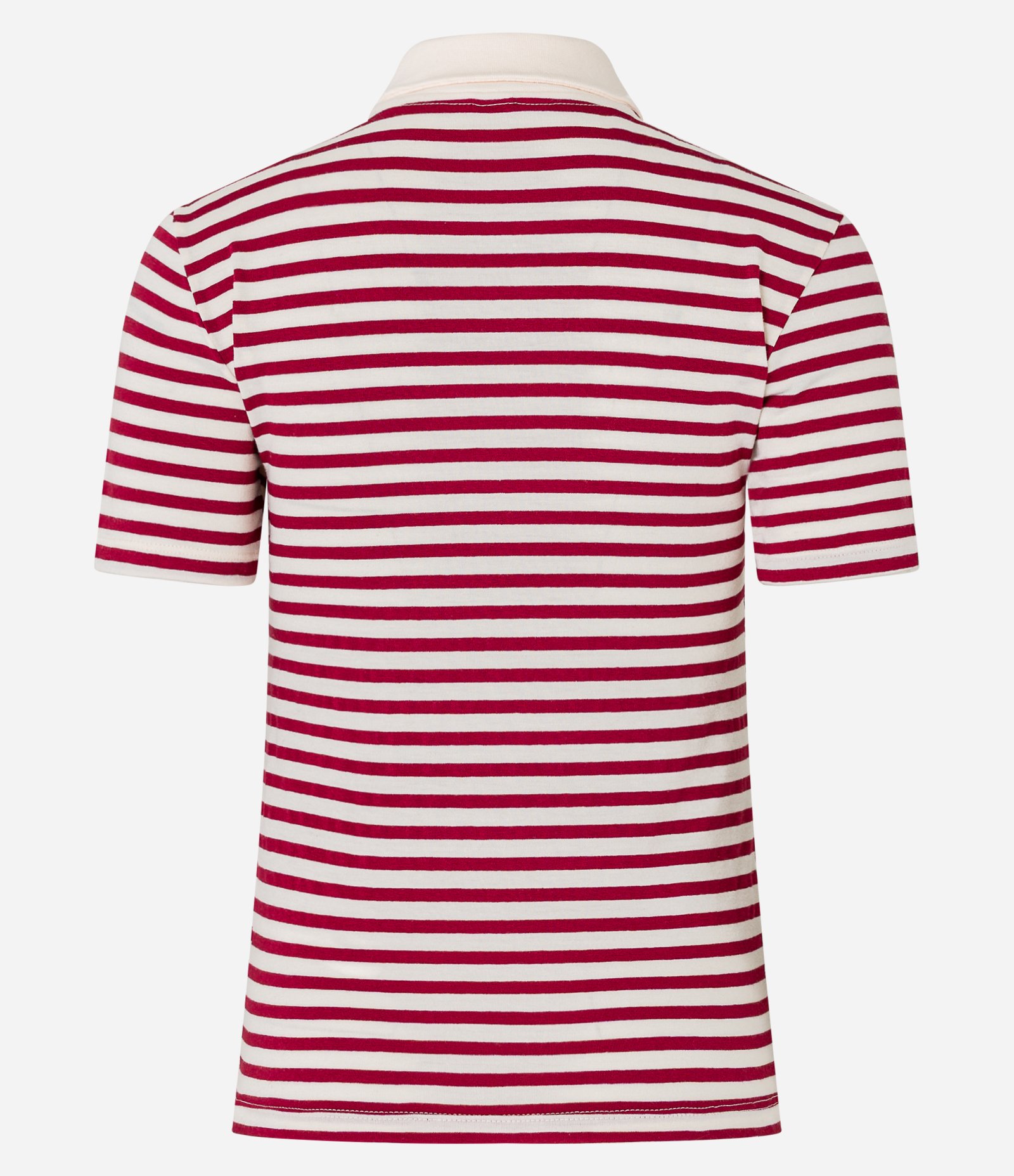 Blusa em Algodão Listrada com Gola Polo Branco/Vermelho 7