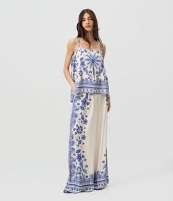 Calça Wide Leg com Estampa Arabescos