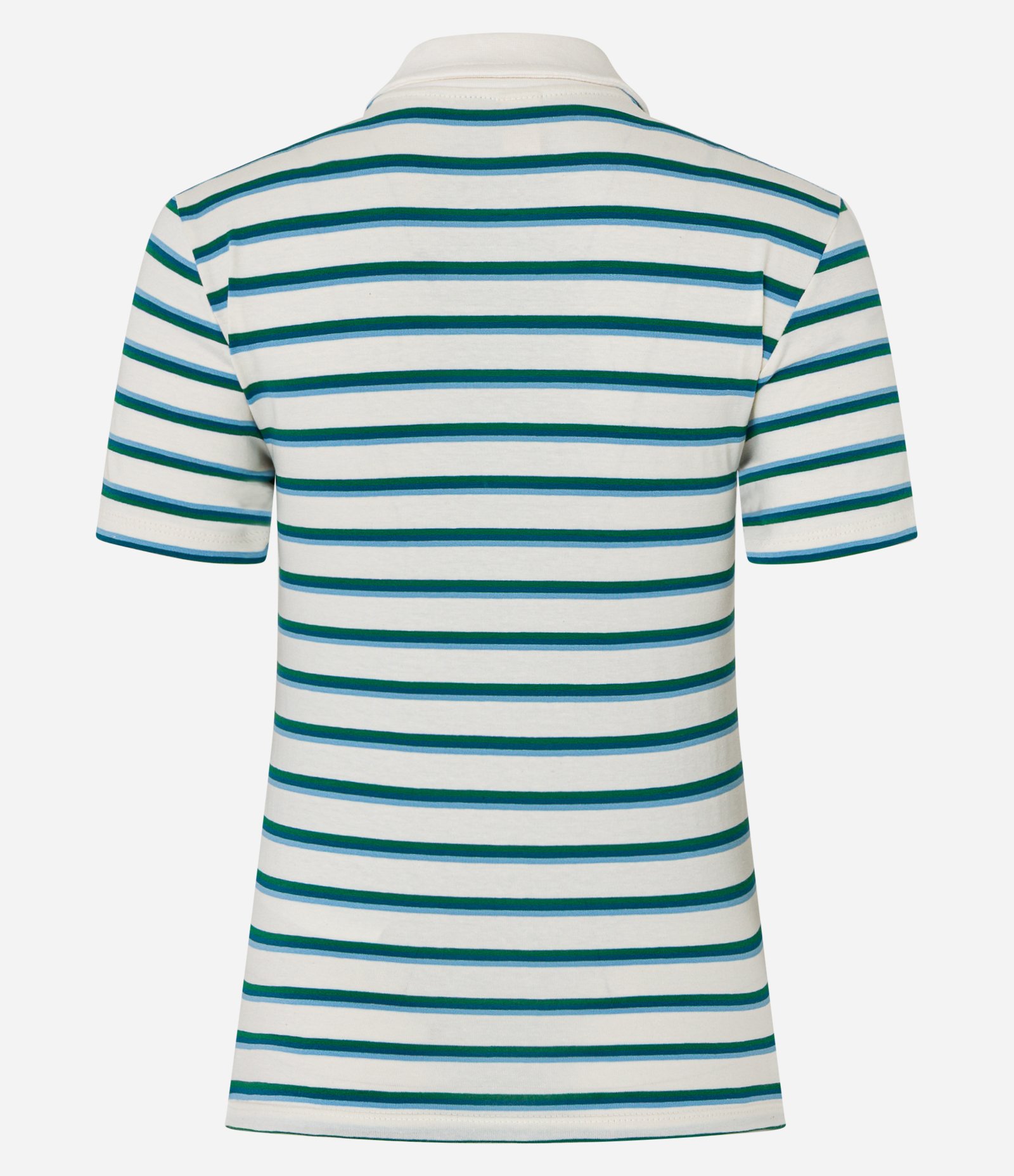 Blusa em Algodão Listrada com Gola Polo Branco/Verde 7