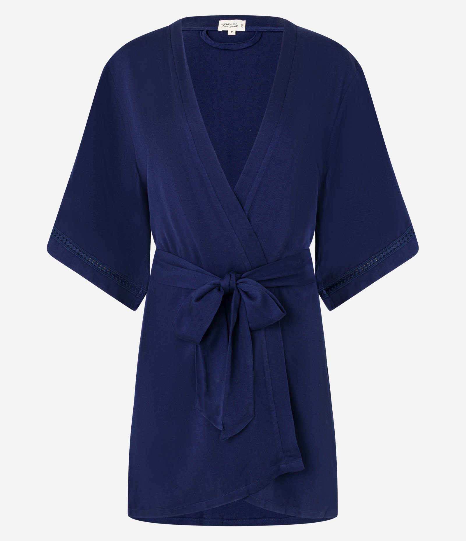 Robe em Viscose com Entremeio Azul Marinho 4