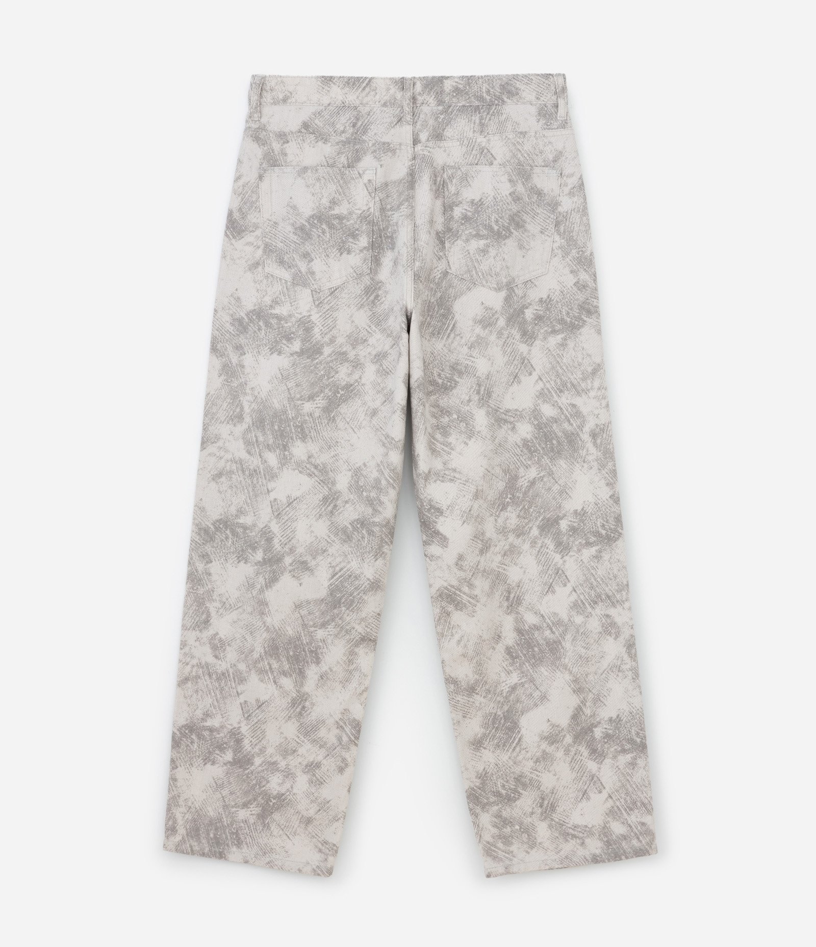 Calça Super Baggy em Sarja com Estampa Abstrata Cinza 7