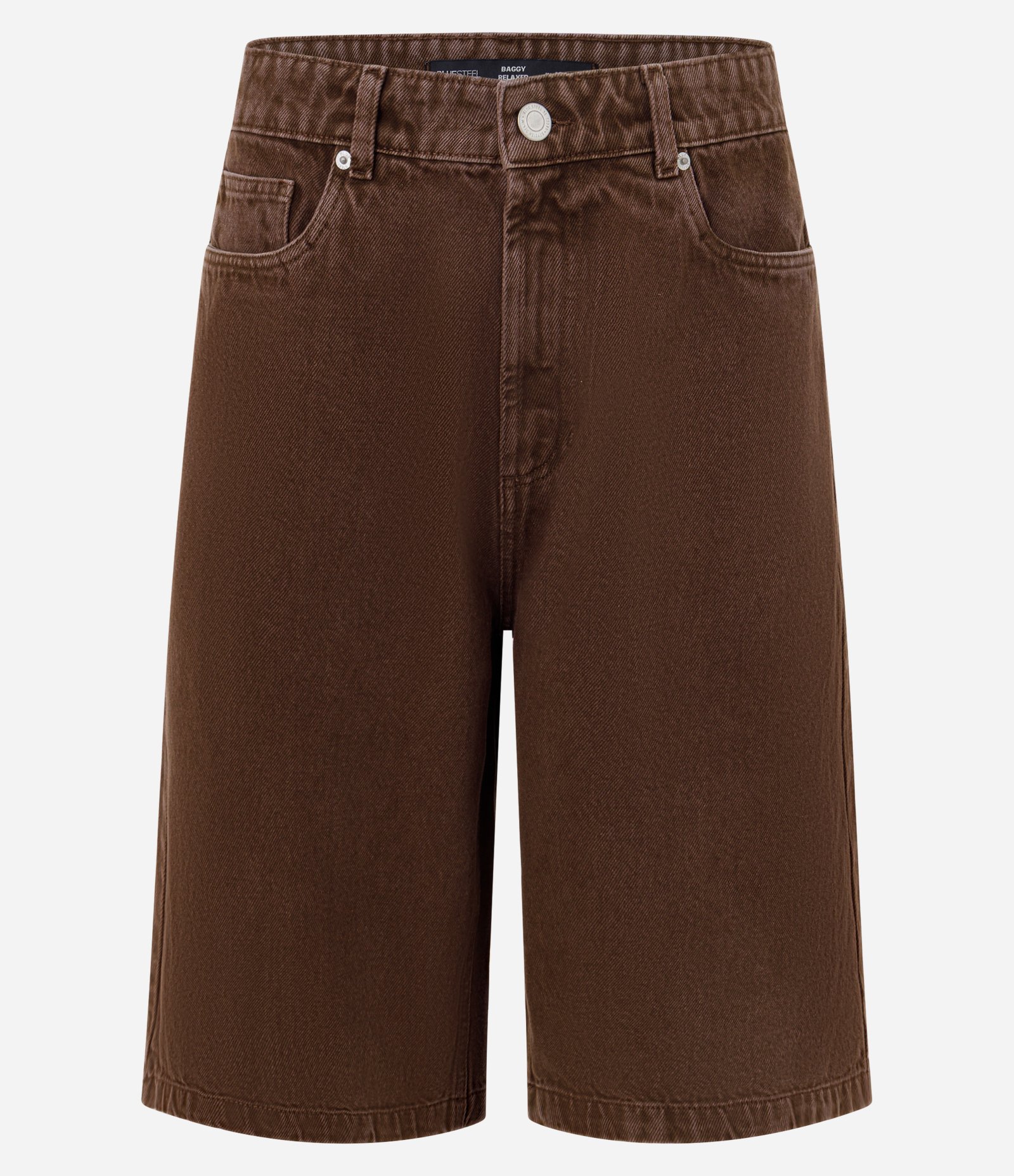 Bermuda Baggy Relaxed em Sarja com Bolsos Marrom 5