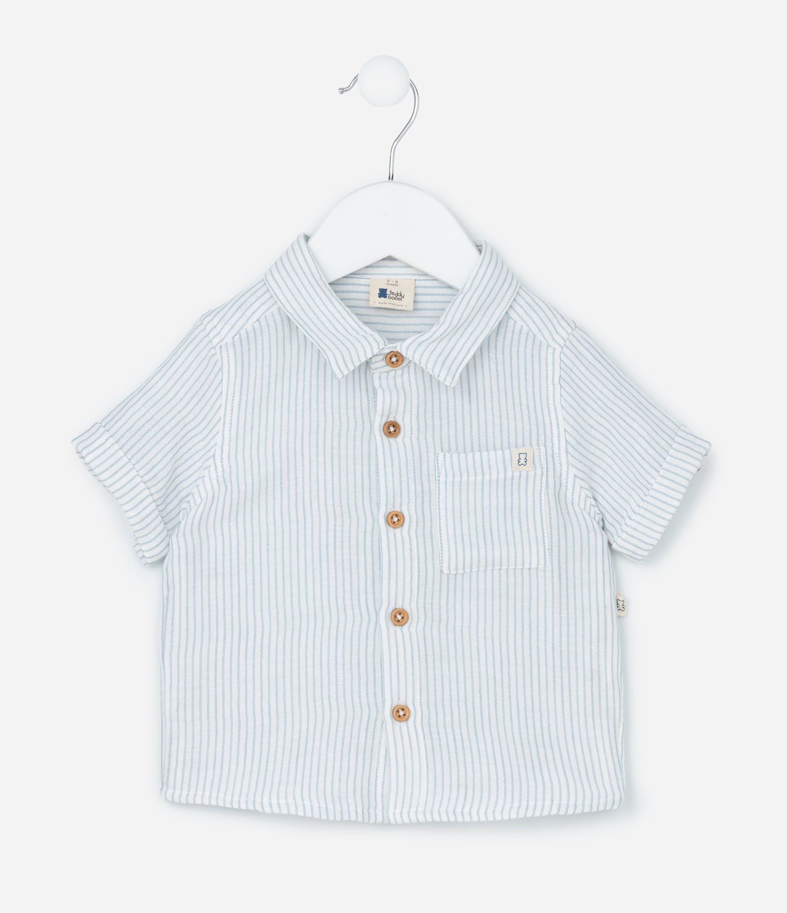 Conjunto Infantil em Tricoline com Estampa de Listras - Tam 0 a 18 Meses Cinza 2