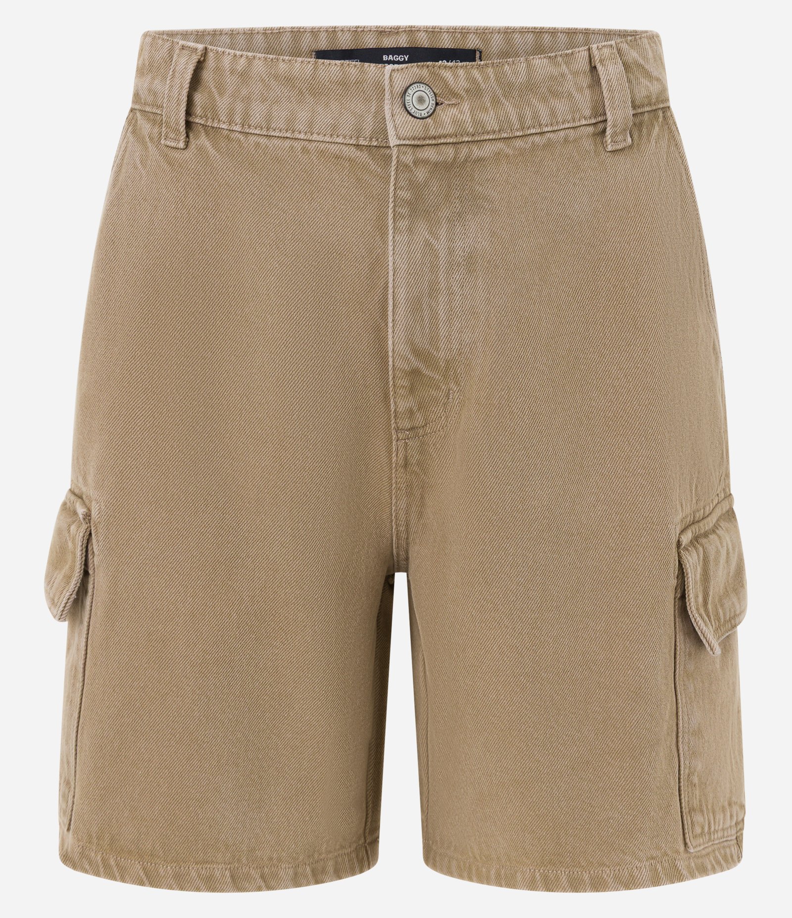 Bermuda Baggy Cropped em Sarja com Bolso Cargo Bege 5