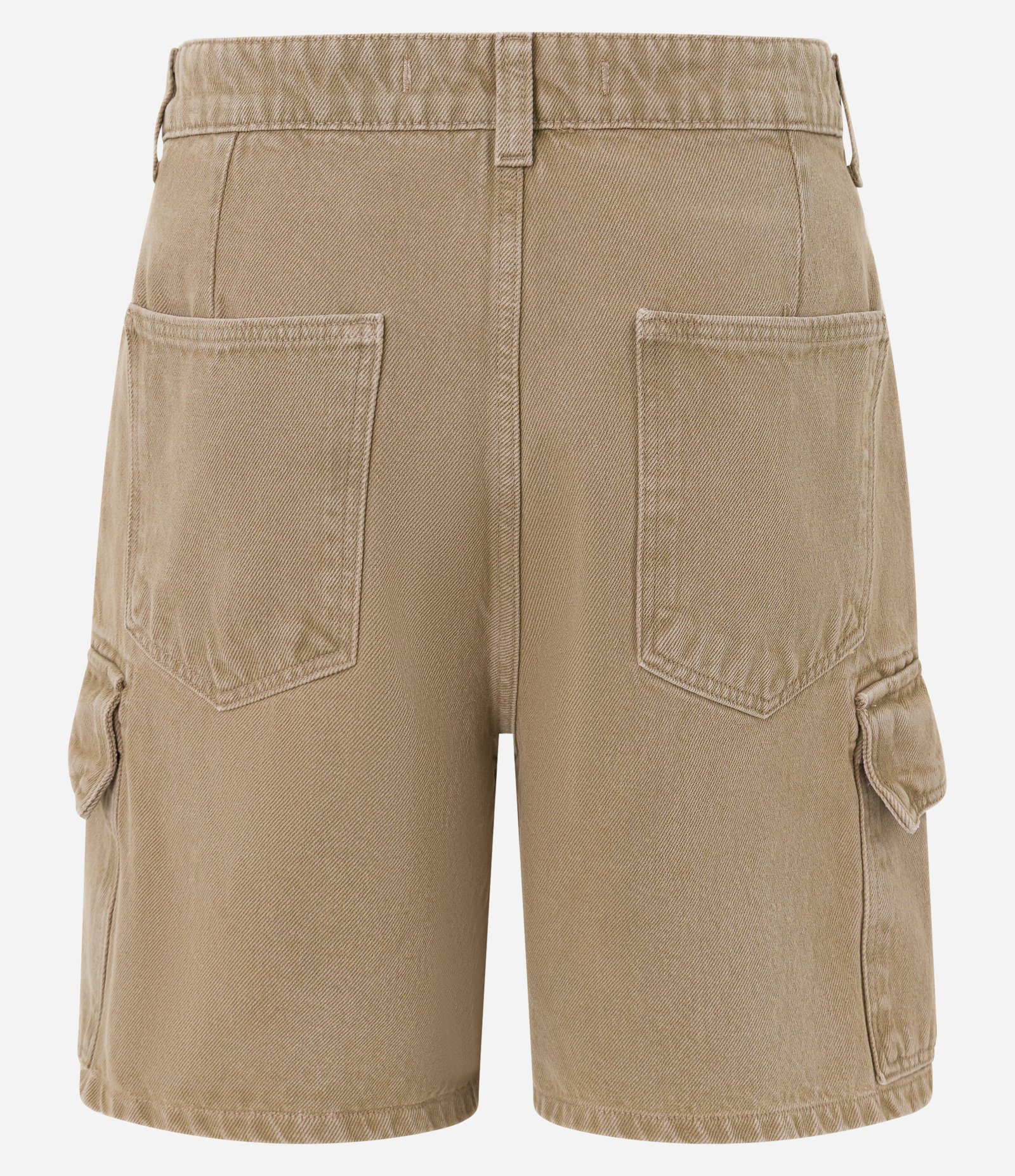 Bermuda Baggy Cropped em Sarja com Bolso Cargo Bege 6