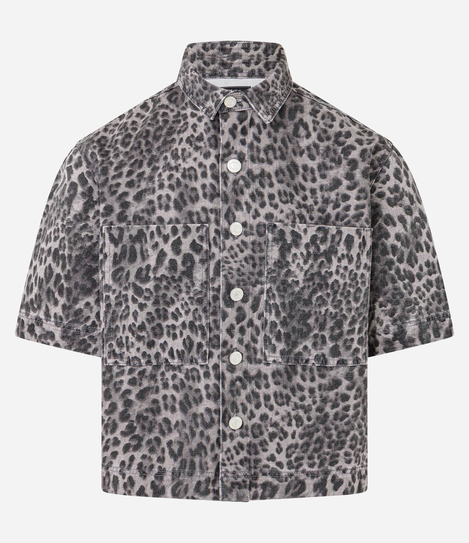 Camisa Overboxy em Sarja com Estampa Animal Print Cinza 7