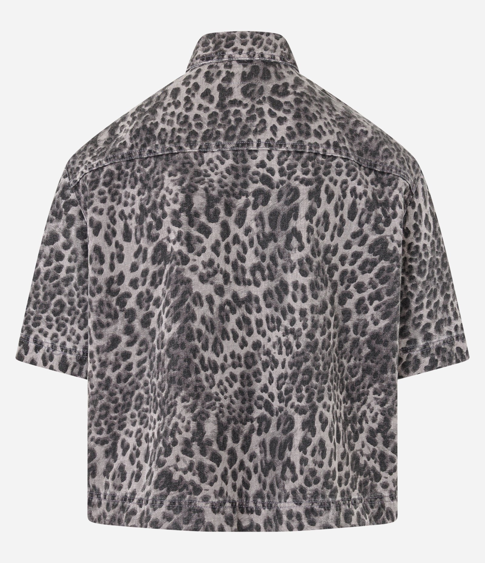 Camisa Overboxy em Sarja com Estampa Animal Print Cinza 8