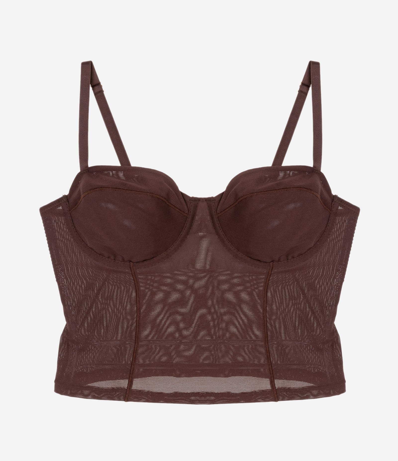 Corset sem Bojo em Tule Marrom 5