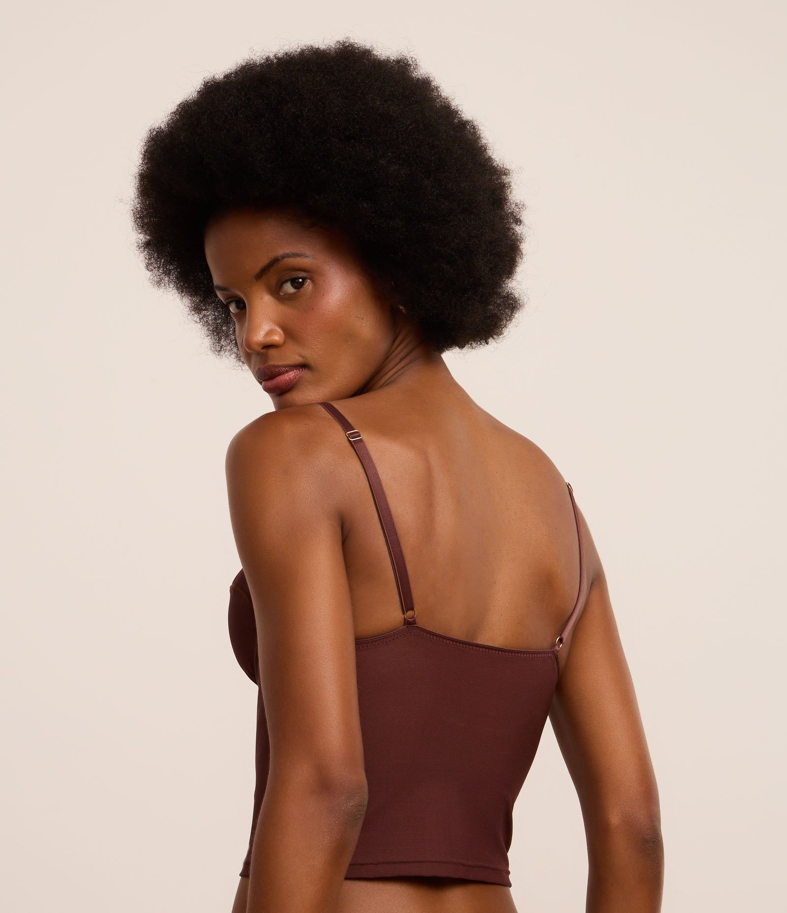 Corset sem Bojo em Tule Marrom 4