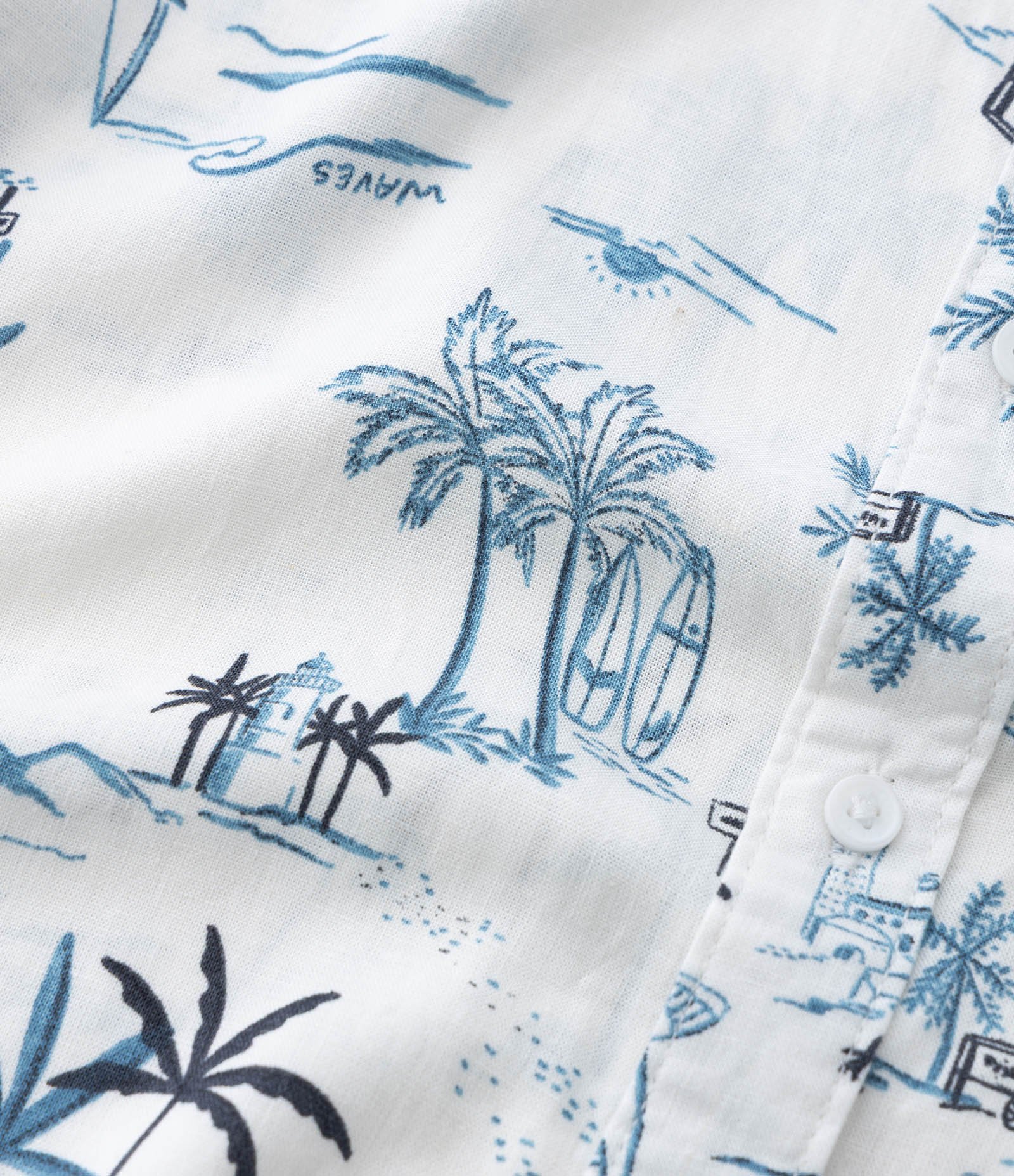 Camisa Infantil com Estampa Coqueiros - Tam 5 a 14 Anos Branco/Azul 5