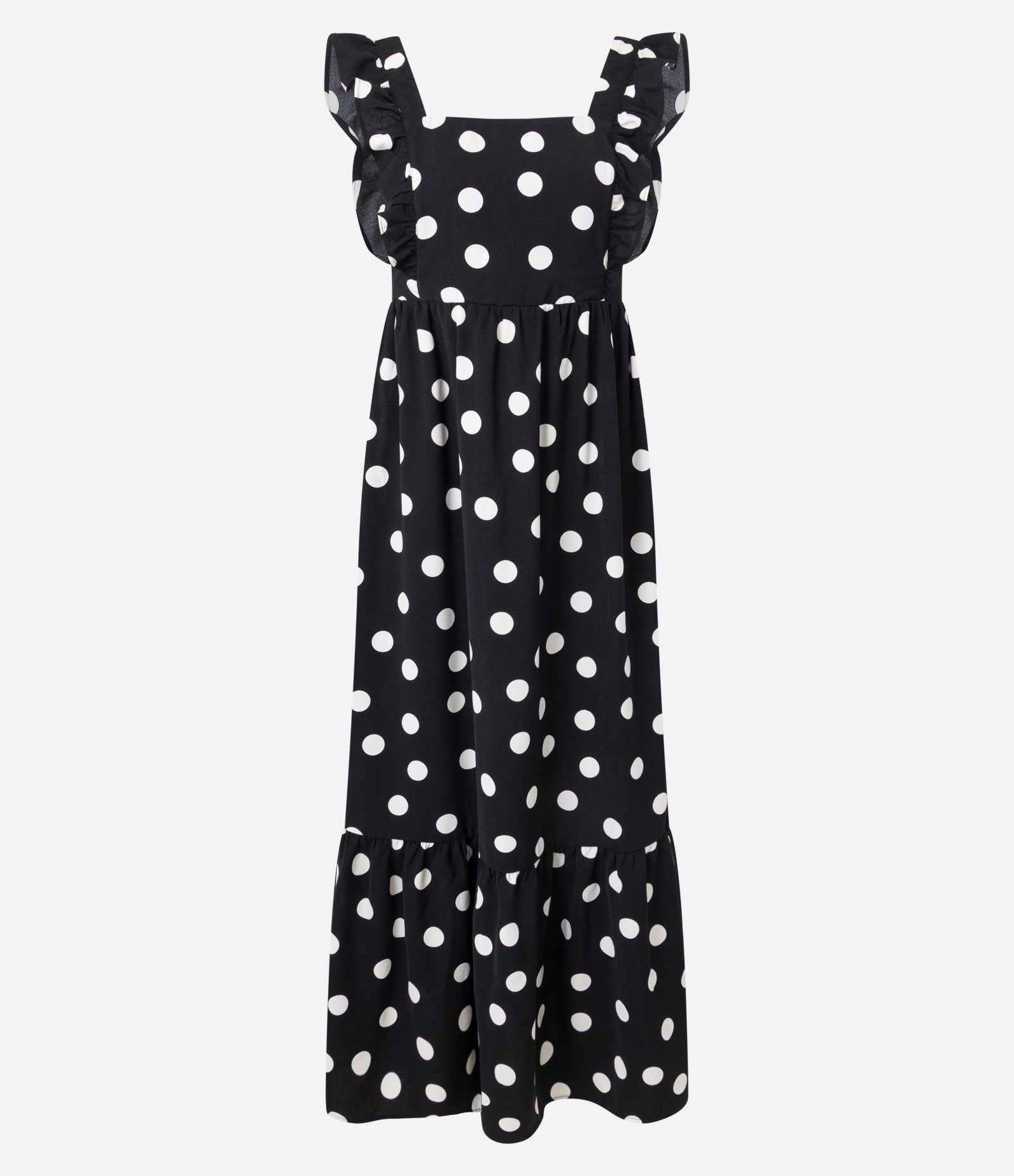 Vestido Evasê Longo em Airflow com Estampa Poá Preto/Branco 6