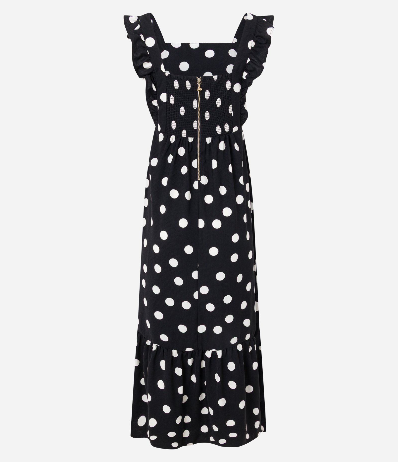 Vestido Evasê Longo em Airflow com Estampa Poá Preto/Branco 7