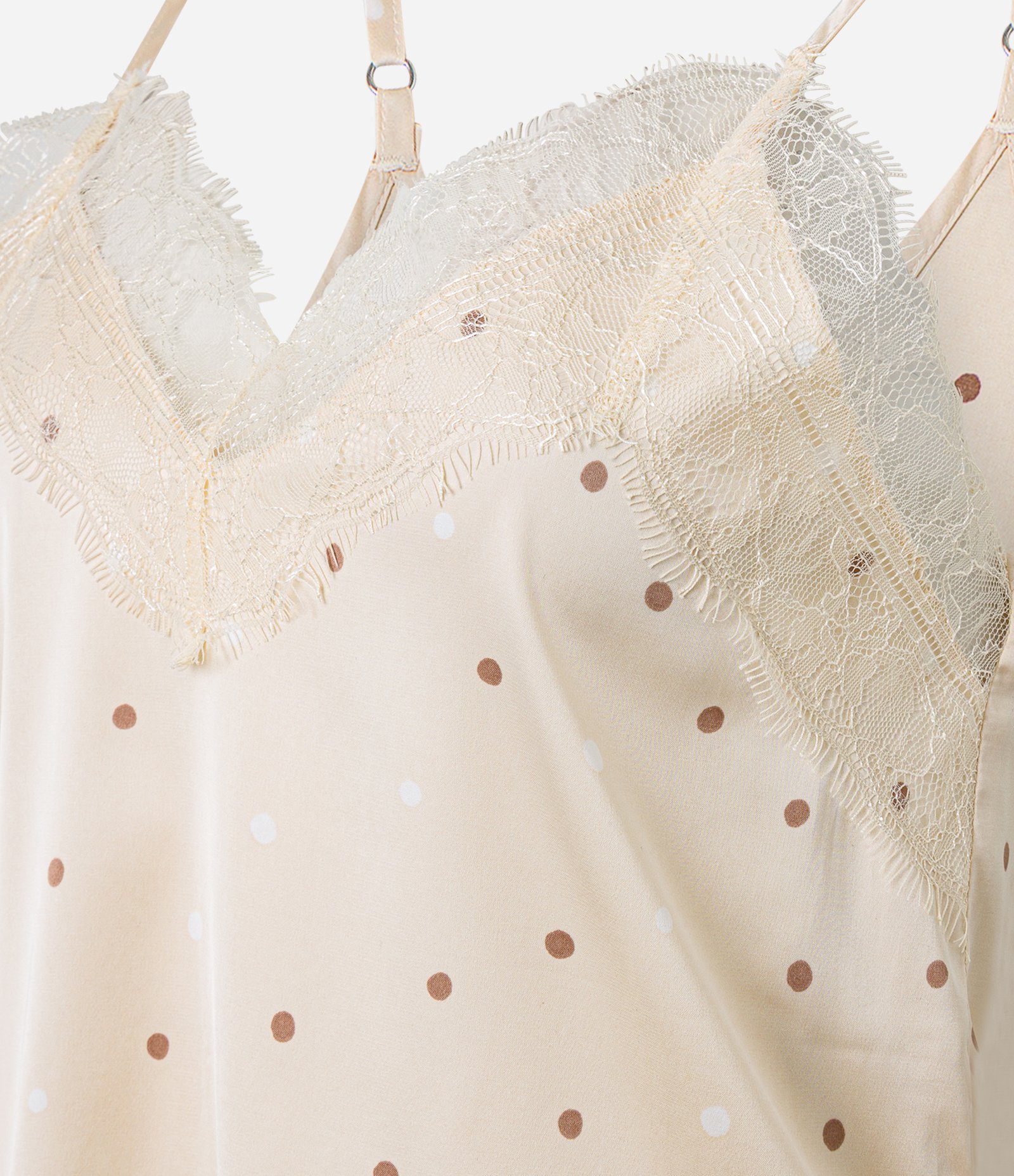 Pijama Short Doll em Cetim Poá com Detalhe de Renda Amarelo 6