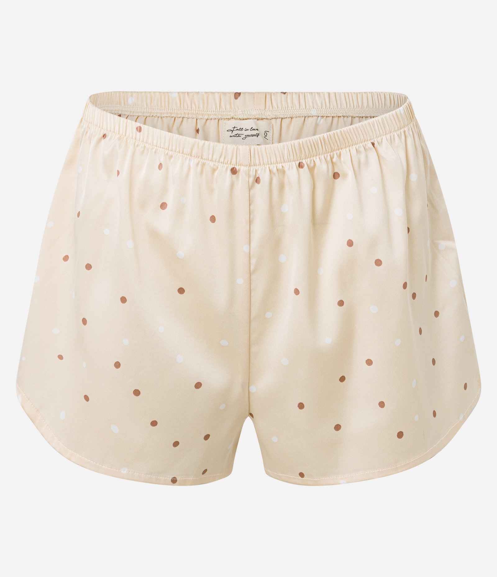 Pijama Short Doll em Cetim Poá com Detalhe de Renda Amarelo 8