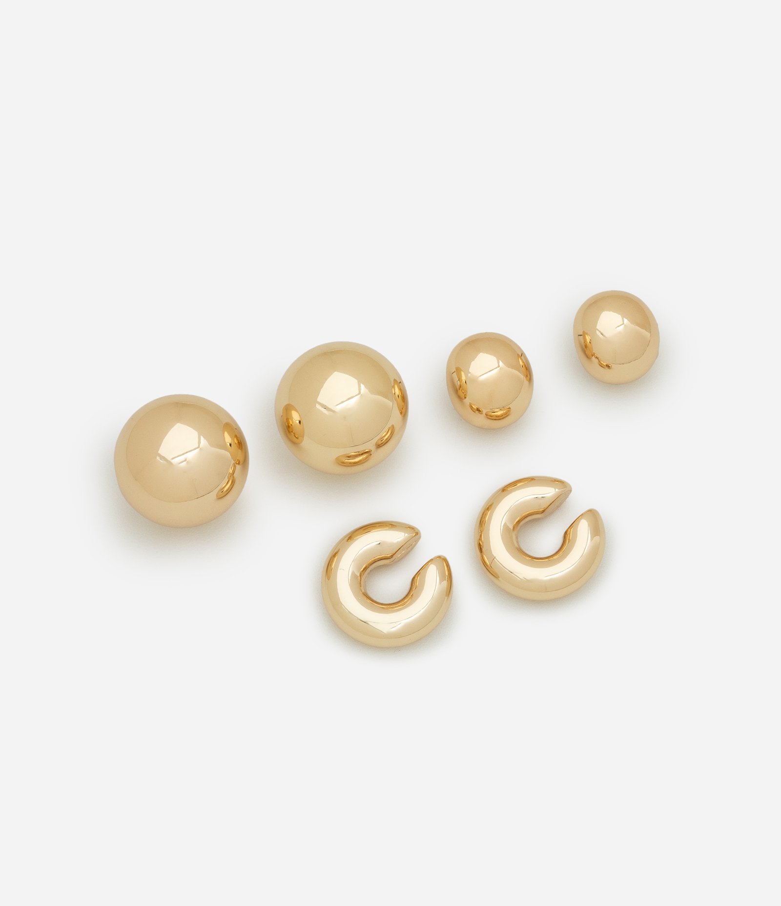 Kit 03 Brincos Argola e Piercing Bold Dourado 1