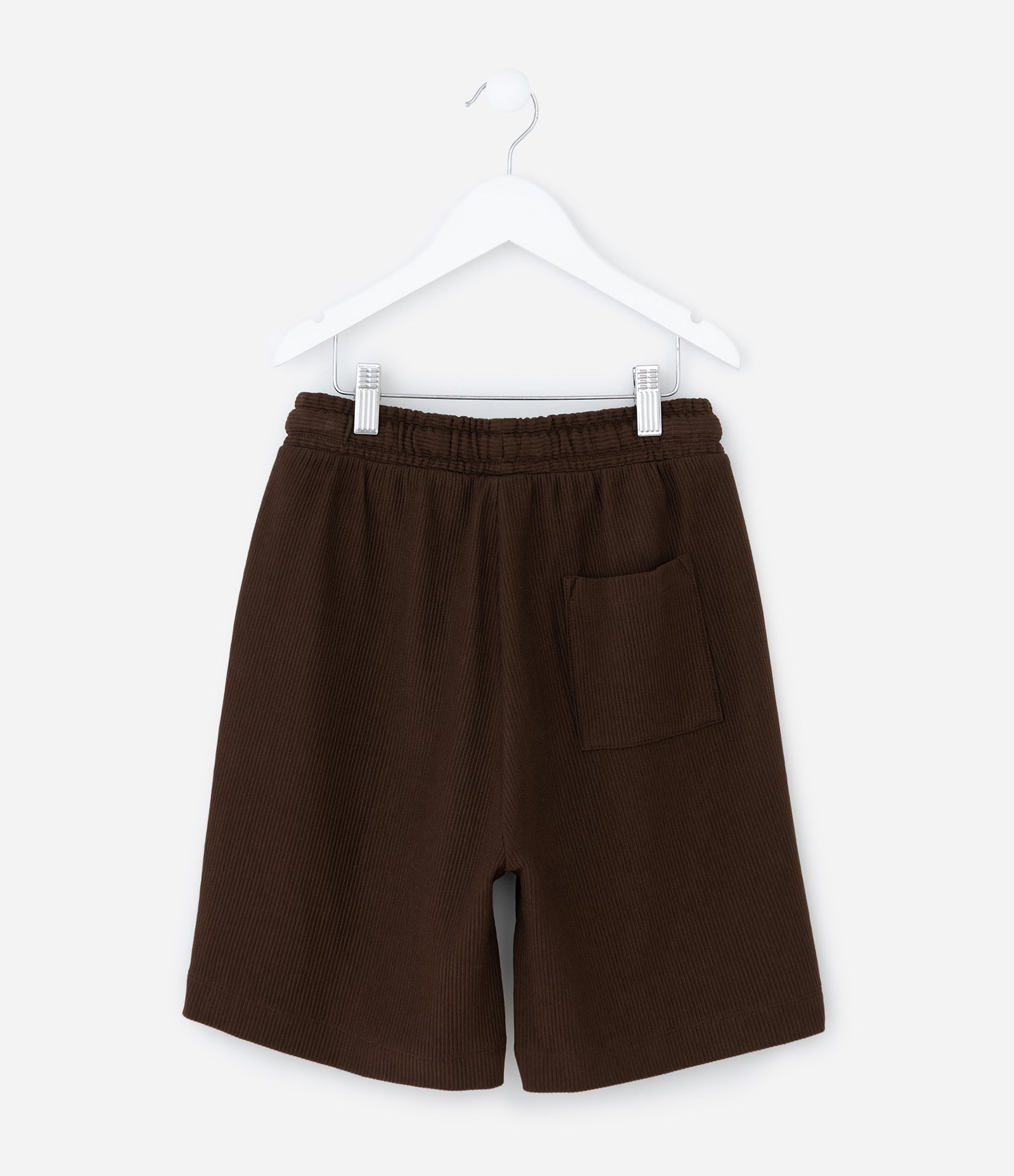 Bermuda Infantil em Moletom Liso com Etiqueta - Tam 5 a 14 Anos Marrom Escuro 2