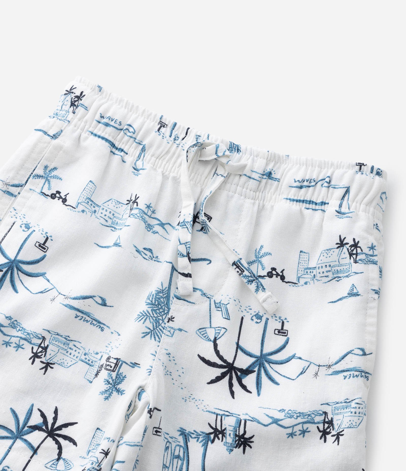 Bermuda Infantil de Banho em Viscolinho com Estampa de Praia - Tam 5 a 14 Anos Branco 5