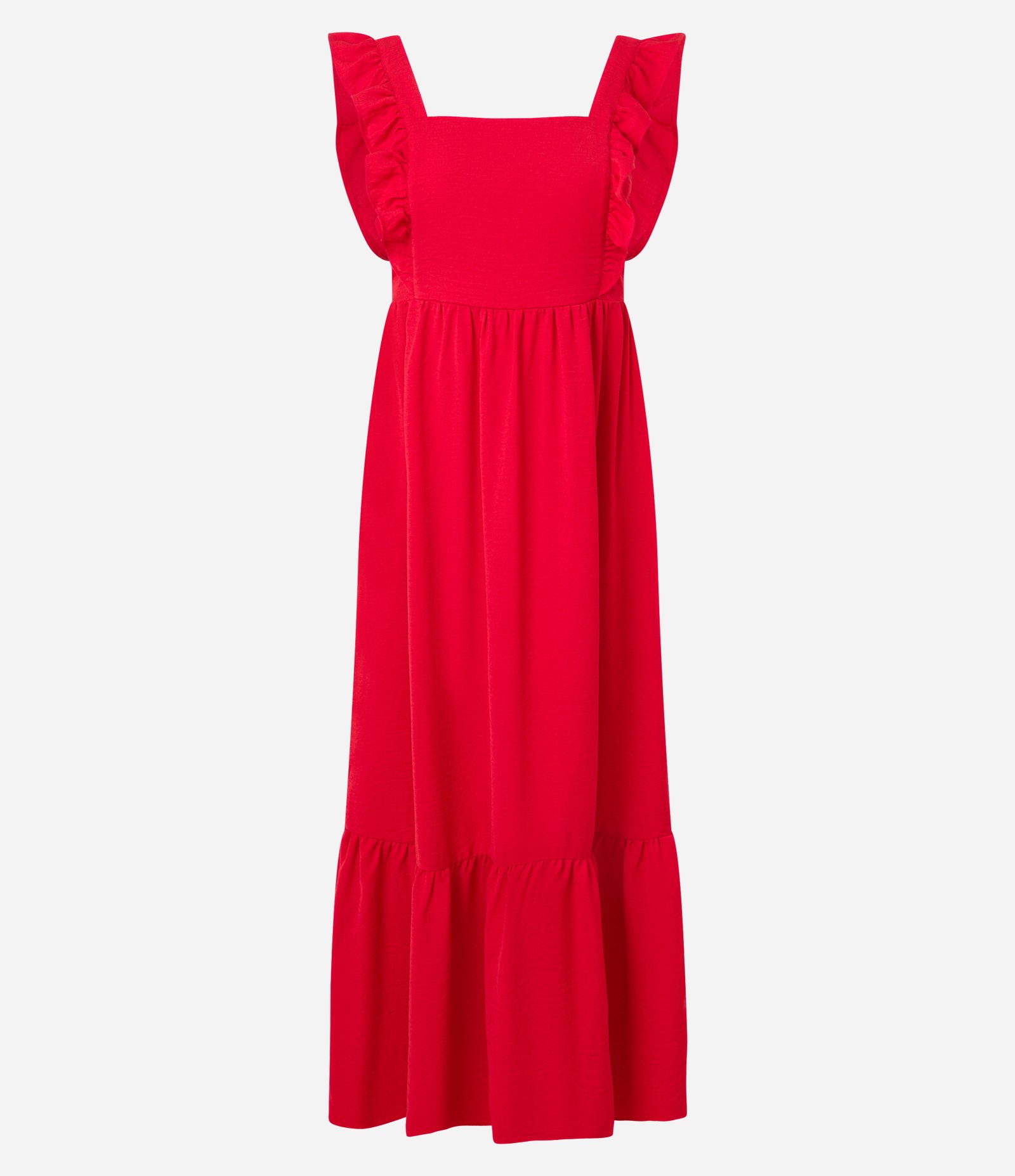 Vestido Longo com Babadinhos na Alça e Barra Vermelho 5
