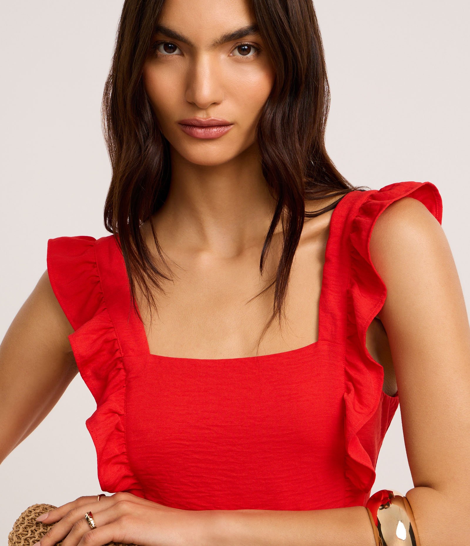 Vestido Longo com Babadinhos na Alça e Barra Vermelho 3