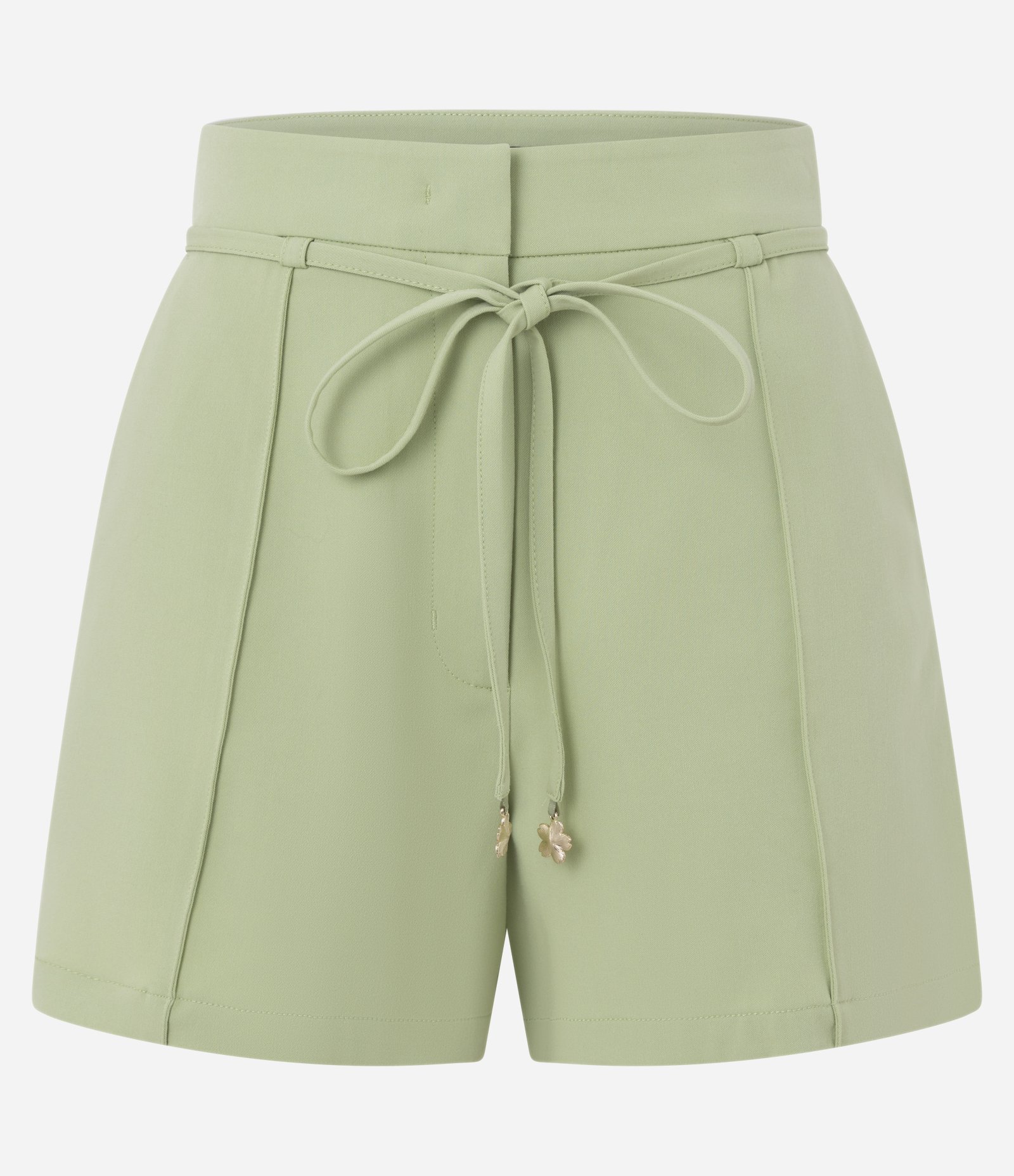 Short Reto Alfaiatado Cintura Alta em Crepe com Amarração Verde 6
