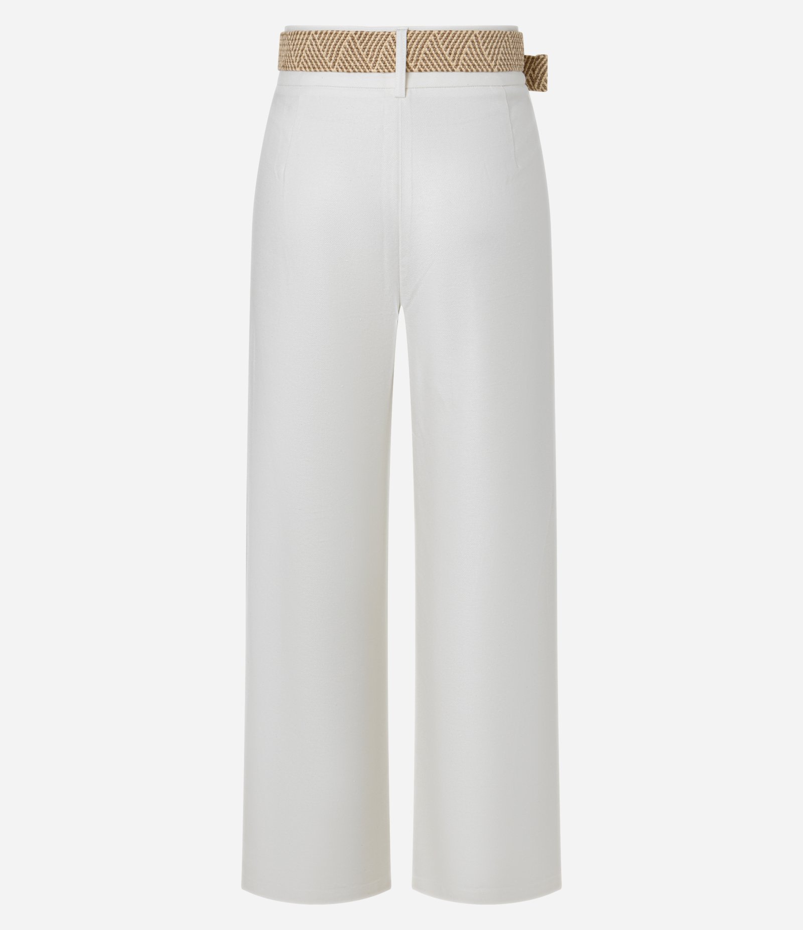 Calça Wide Leg em Viscolinho com Cinto de Ráfia Branco Neve 2