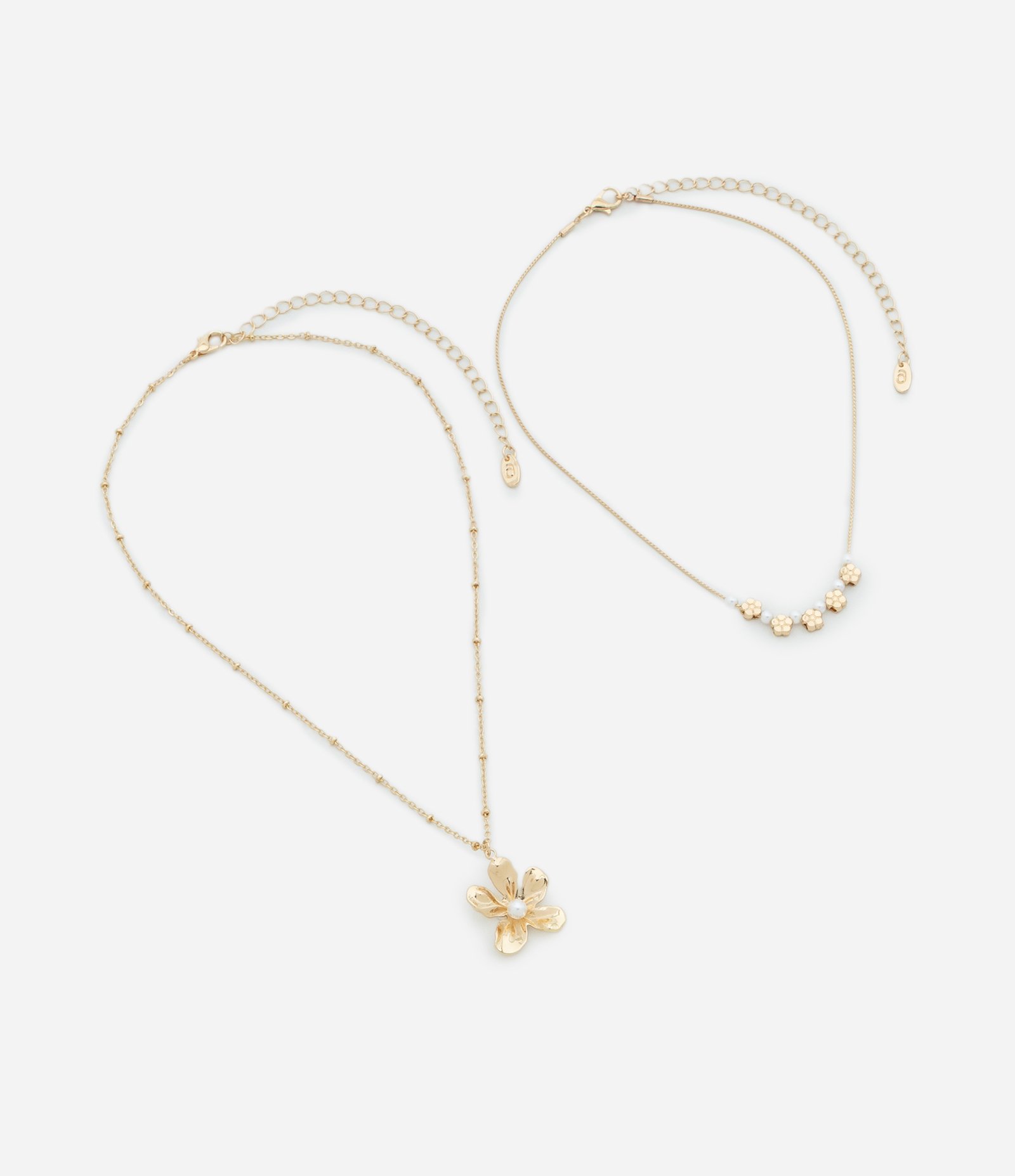 Colar Camadas com Flores e Bolinhas Dourado 2