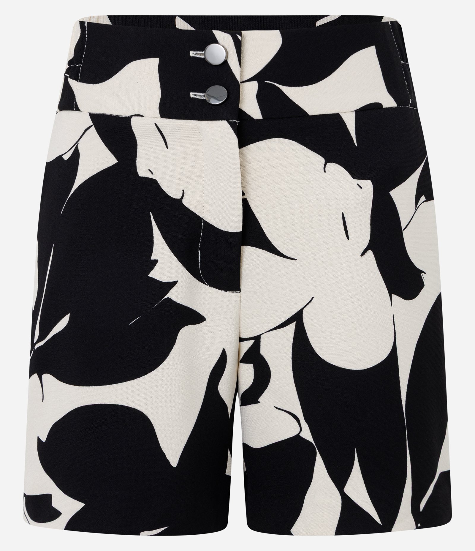Short Reto Alfaiatado Cintura Alta com Estampa Floral Preto/Bege 5