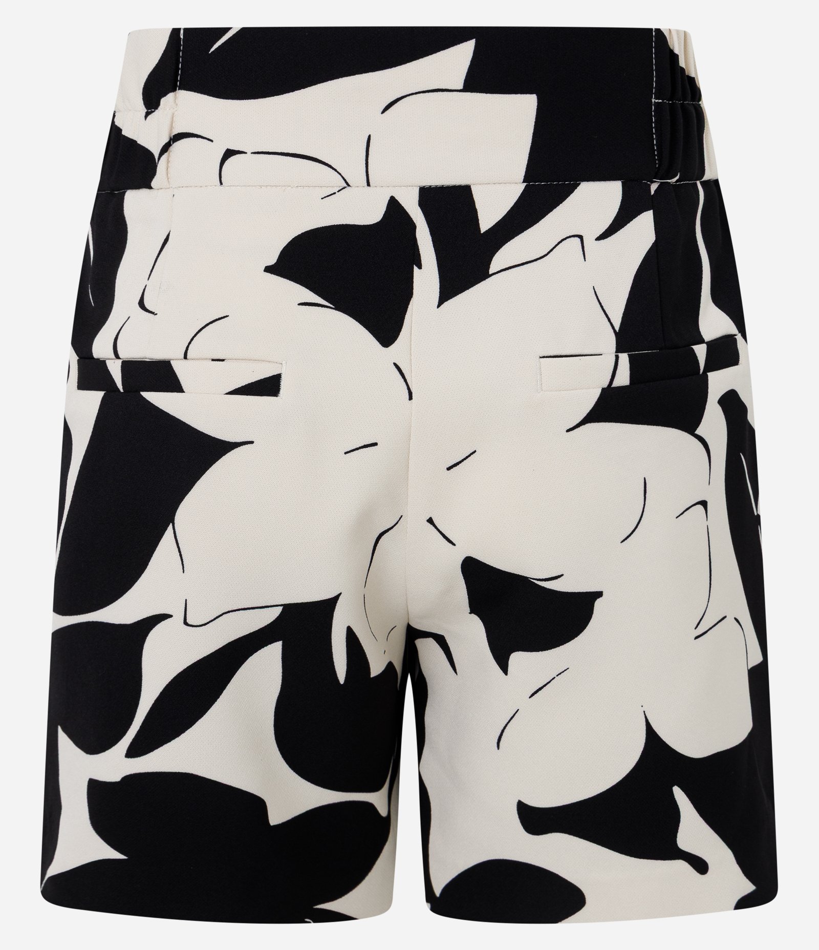 Short Reto Alfaiatado Cintura Alta com Estampa Floral Preto/Bege 6