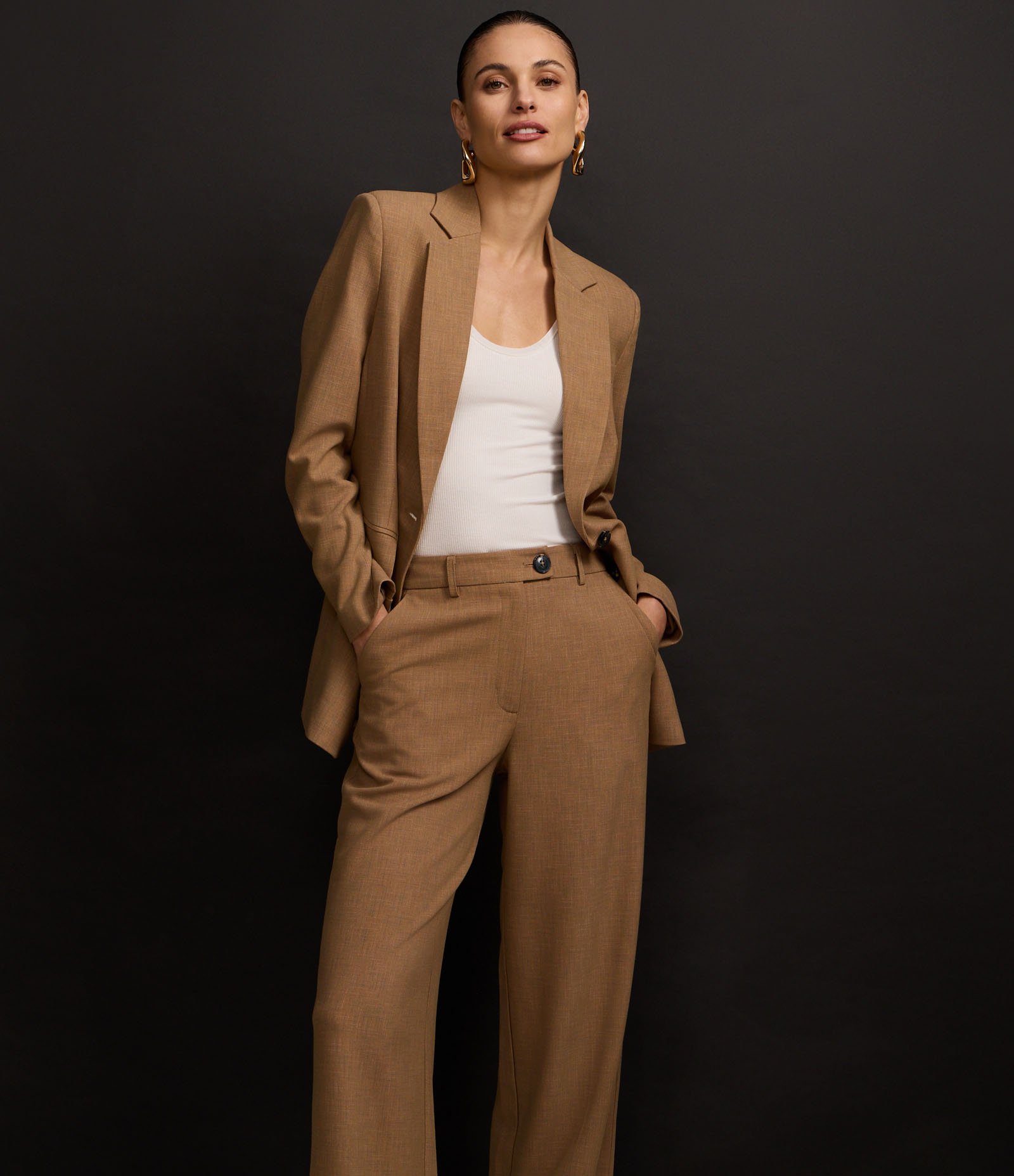 Calça Wide Leg Alfaiatada com Estampa Xadrez Pontilhada Marrom 6