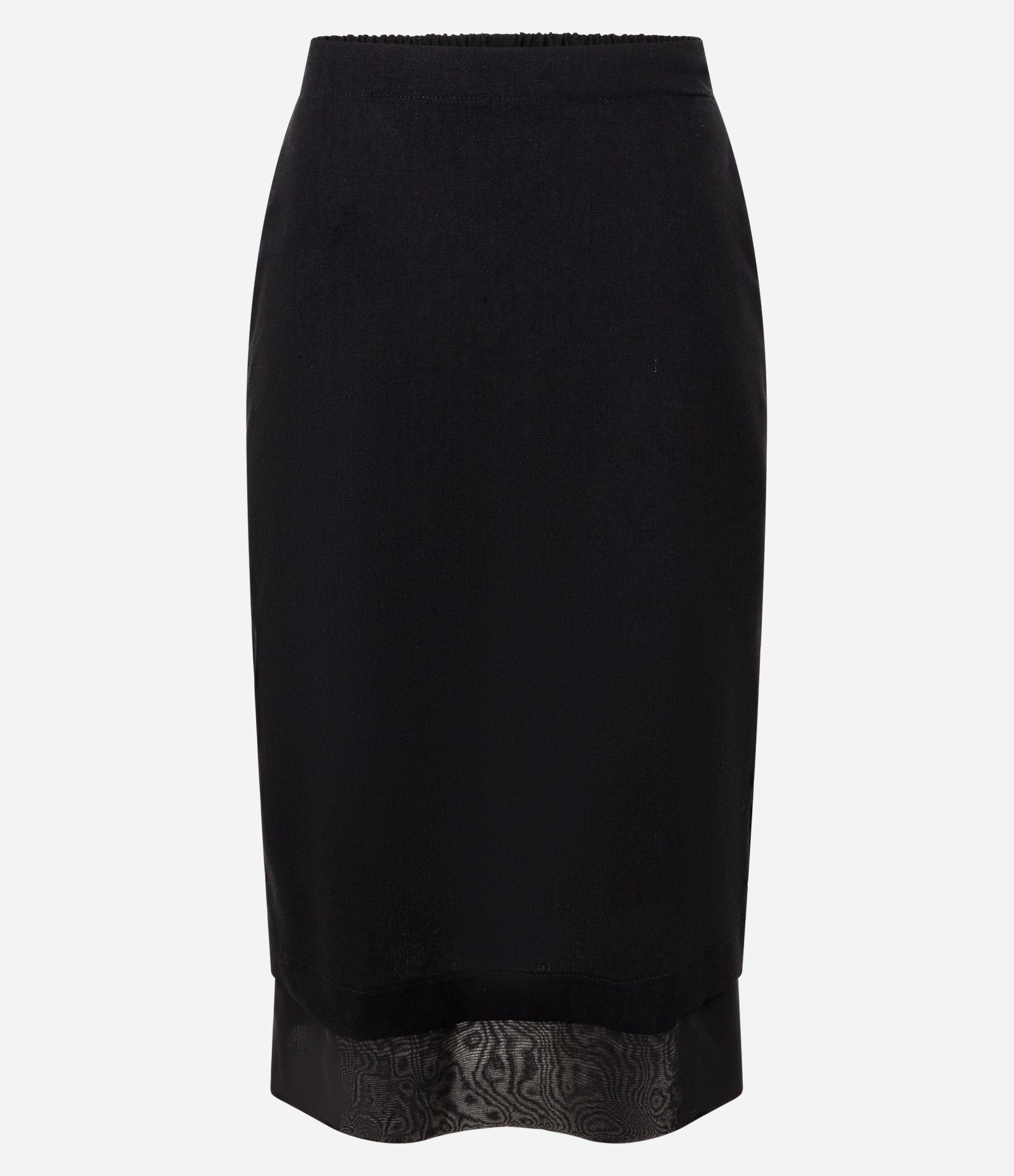 Saia Midi em Viscose com Sobreposição e Transparência Preto 6