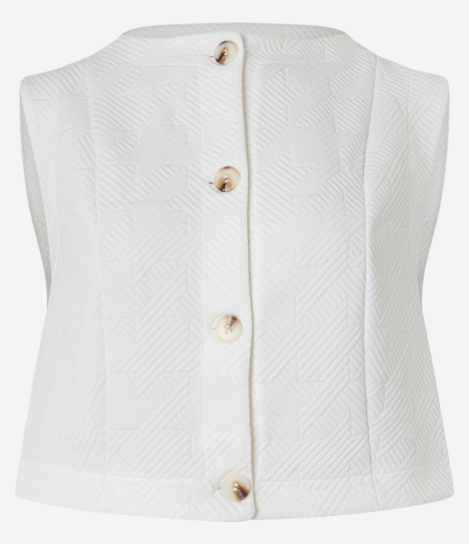 Blusa Cropped Texturizada com Botões Frontais Branco 1