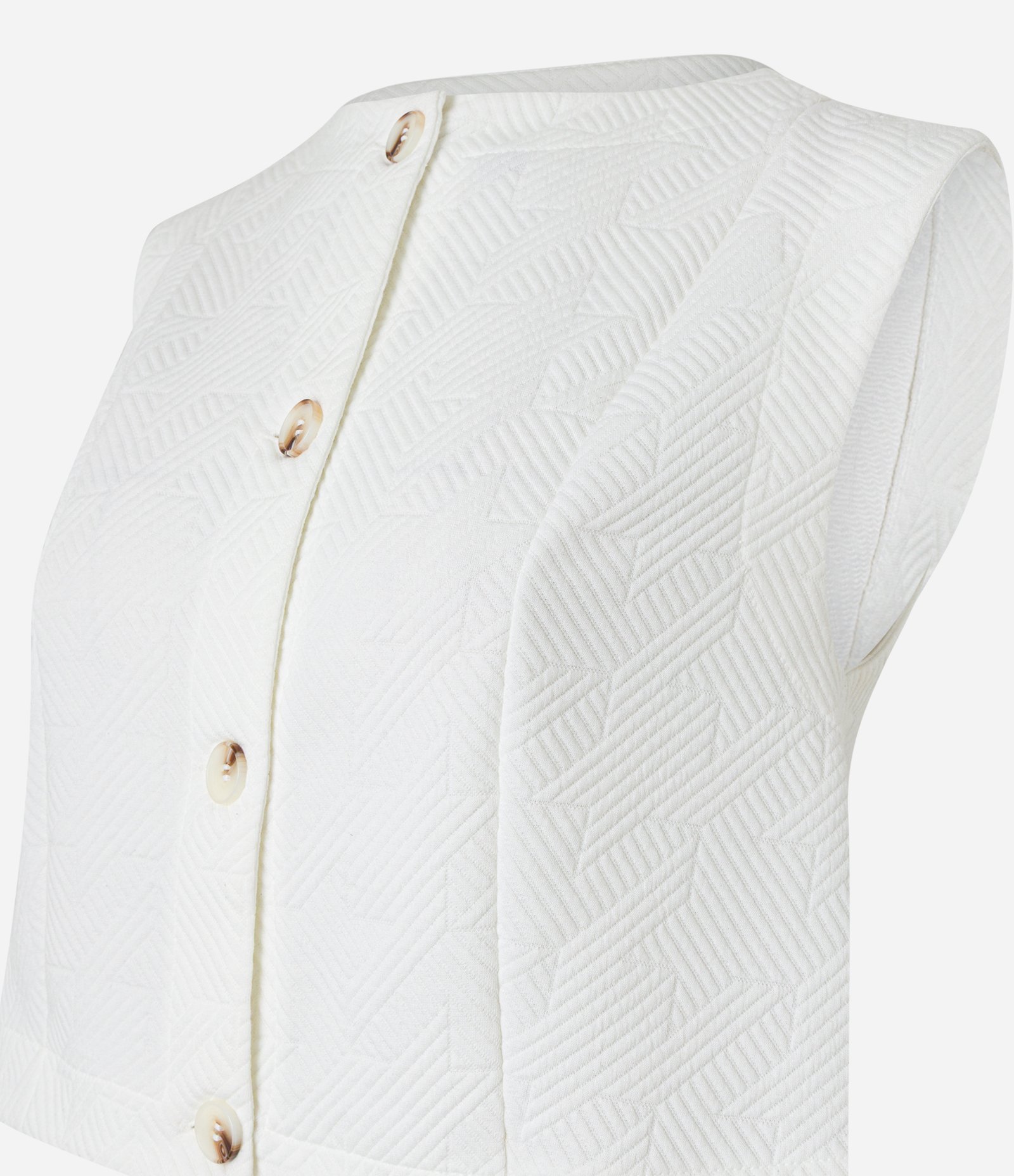 Blusa Cropped Texturizada com Botões Frontais Branco 2