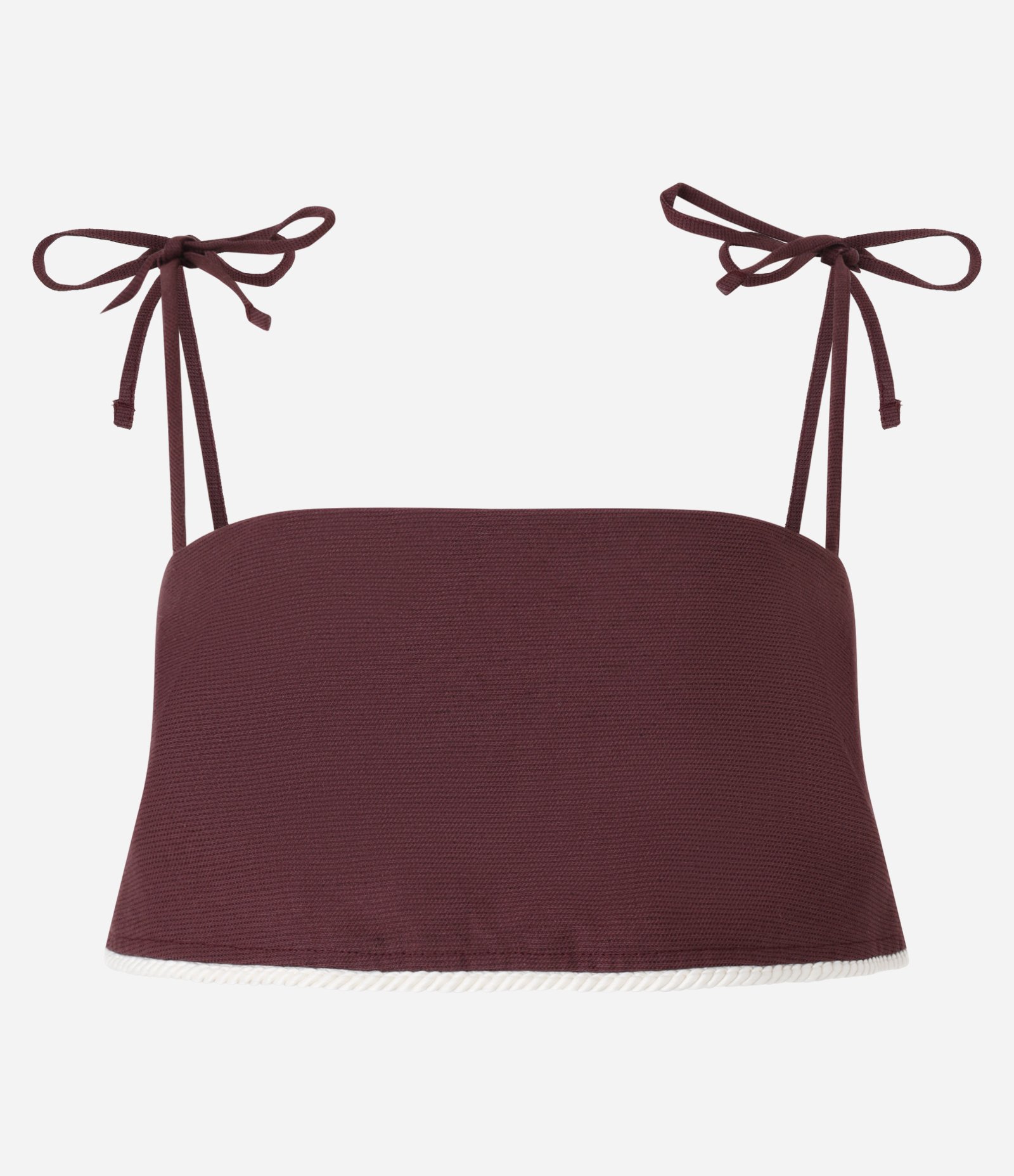 Top de Alça em Algodão com Linho e Elástico nas Costas Vinho 5