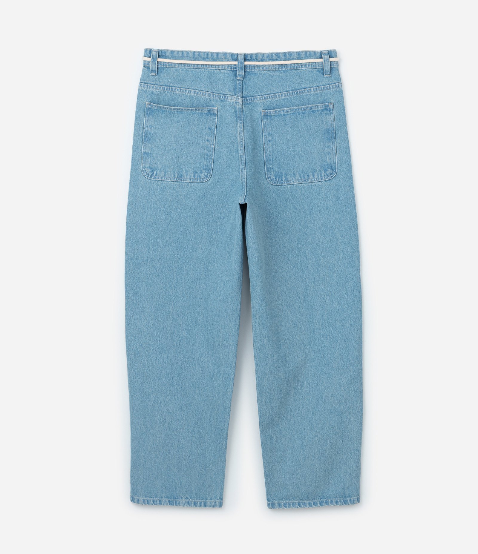 Calça Baggy Relaxed em Jeans com Cadarço na Cintura Azul 7
