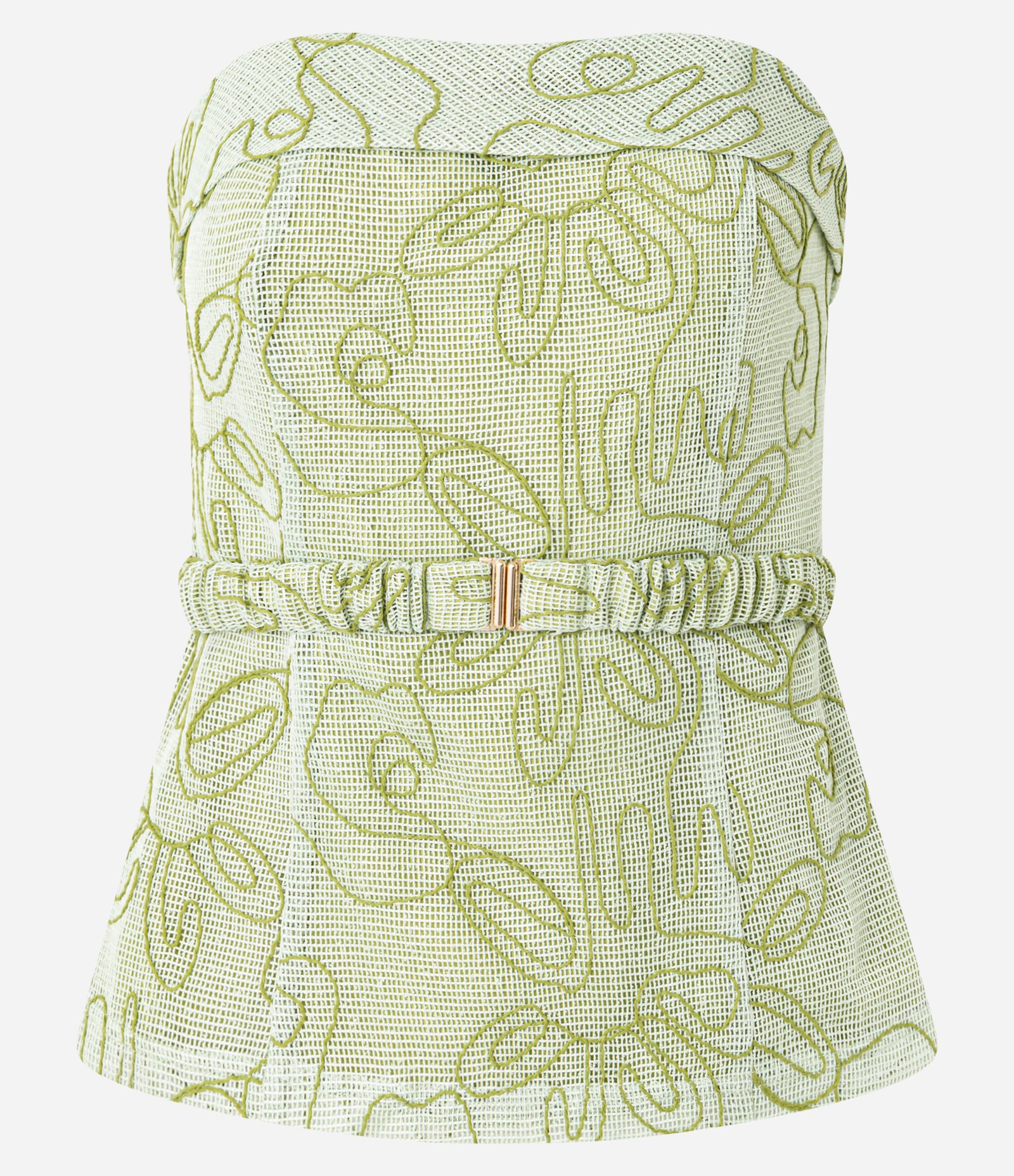 Blusa Sem Alça com Decote Virado e Bordado Bastrado Verde 5