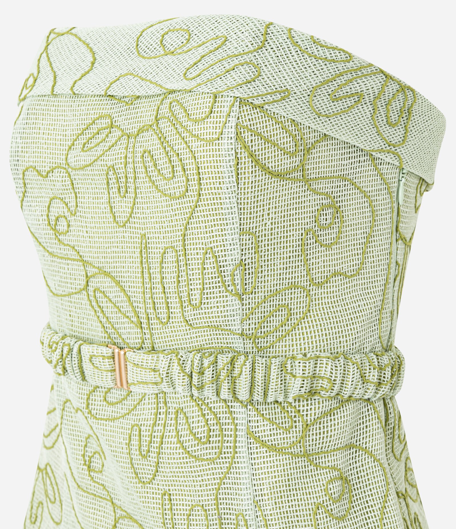 Blusa Sem Alça com Decote Virado e Bordado Bastrado Verde 6