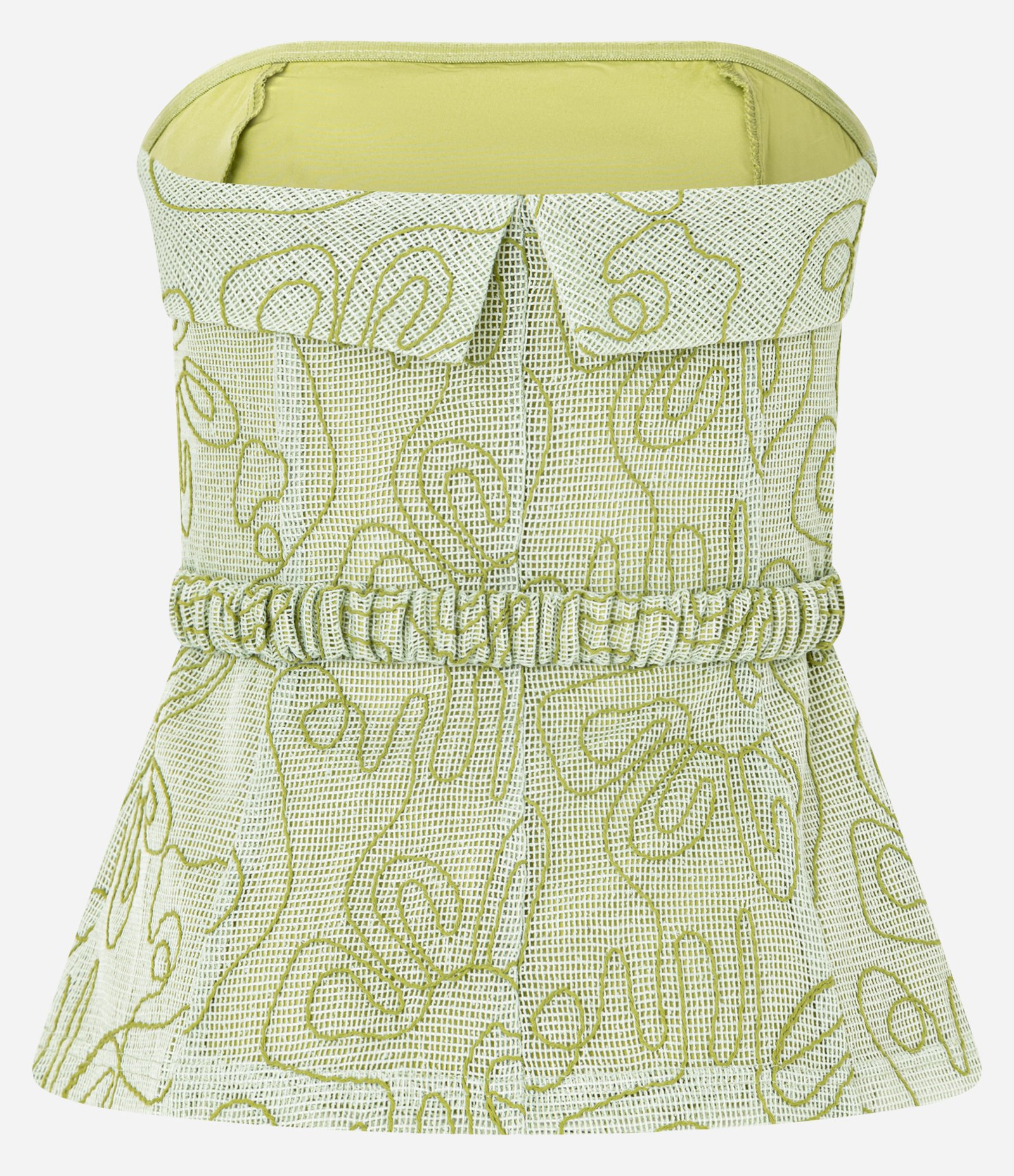 Blusa Sem Alça com Decote Virado e Bordado Bastrado Verde 8