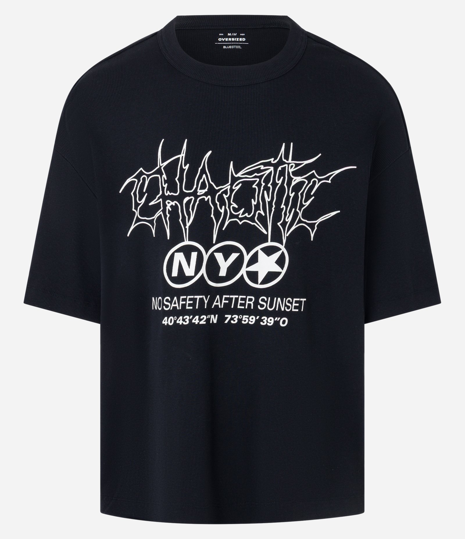 Camiseta Oversized em Algodão com Textura e Lettering Gothic Preto 5