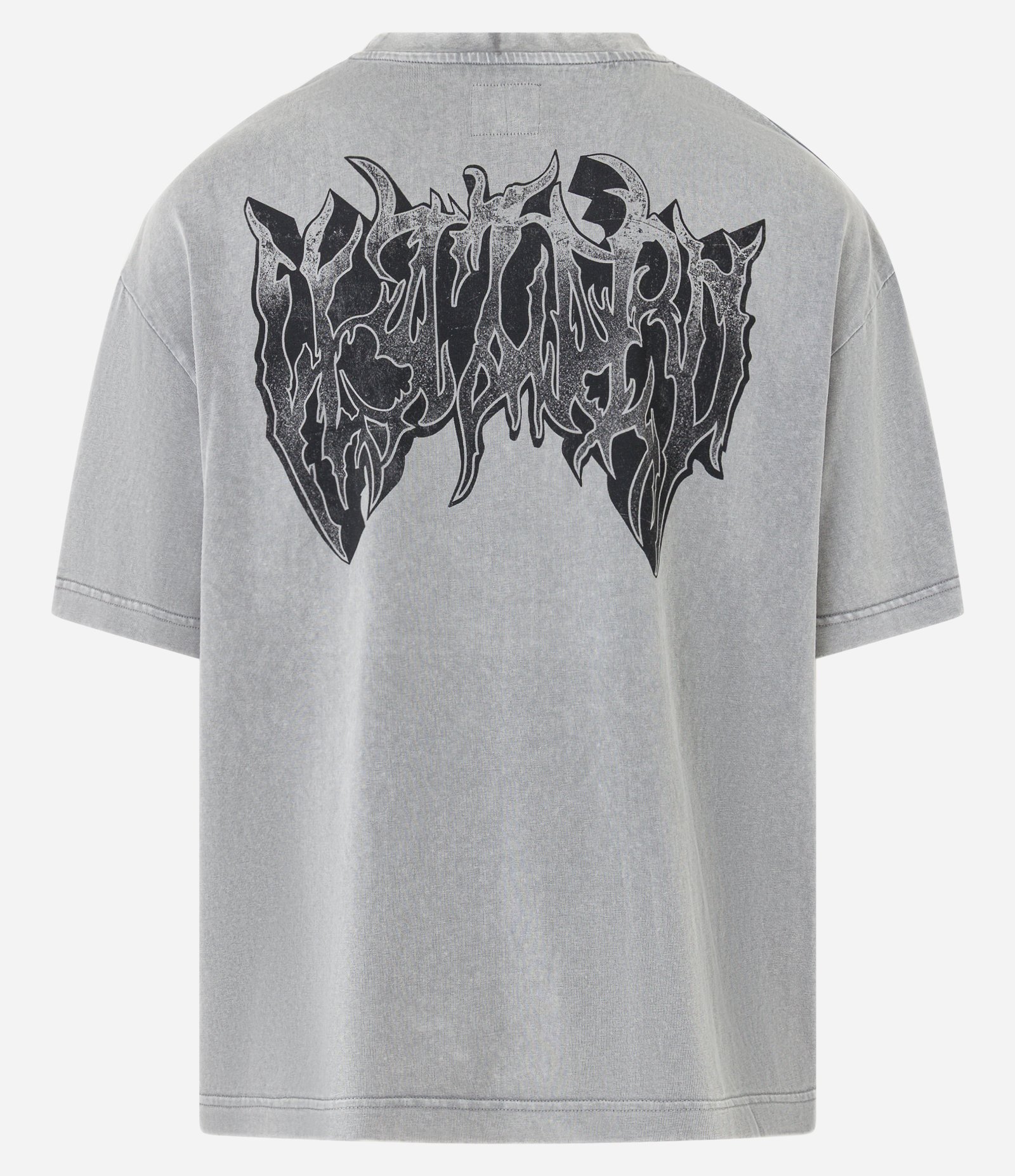 Camiseta Oversized em Malhão com Estampa Frente e Costas Tribal Cinza 2